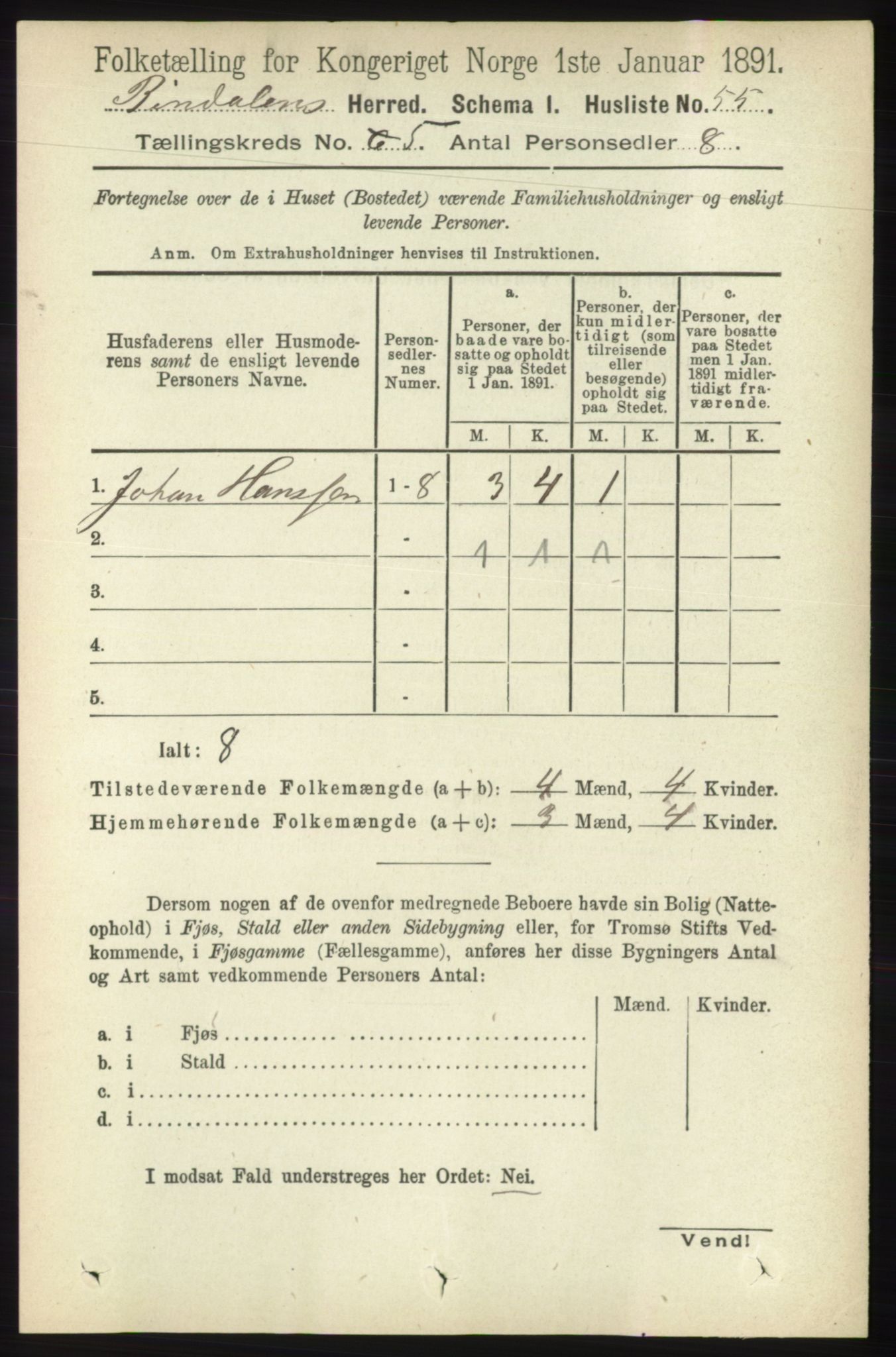 RA, 1891 census for 1811 Bindal, 1891, p. 1324