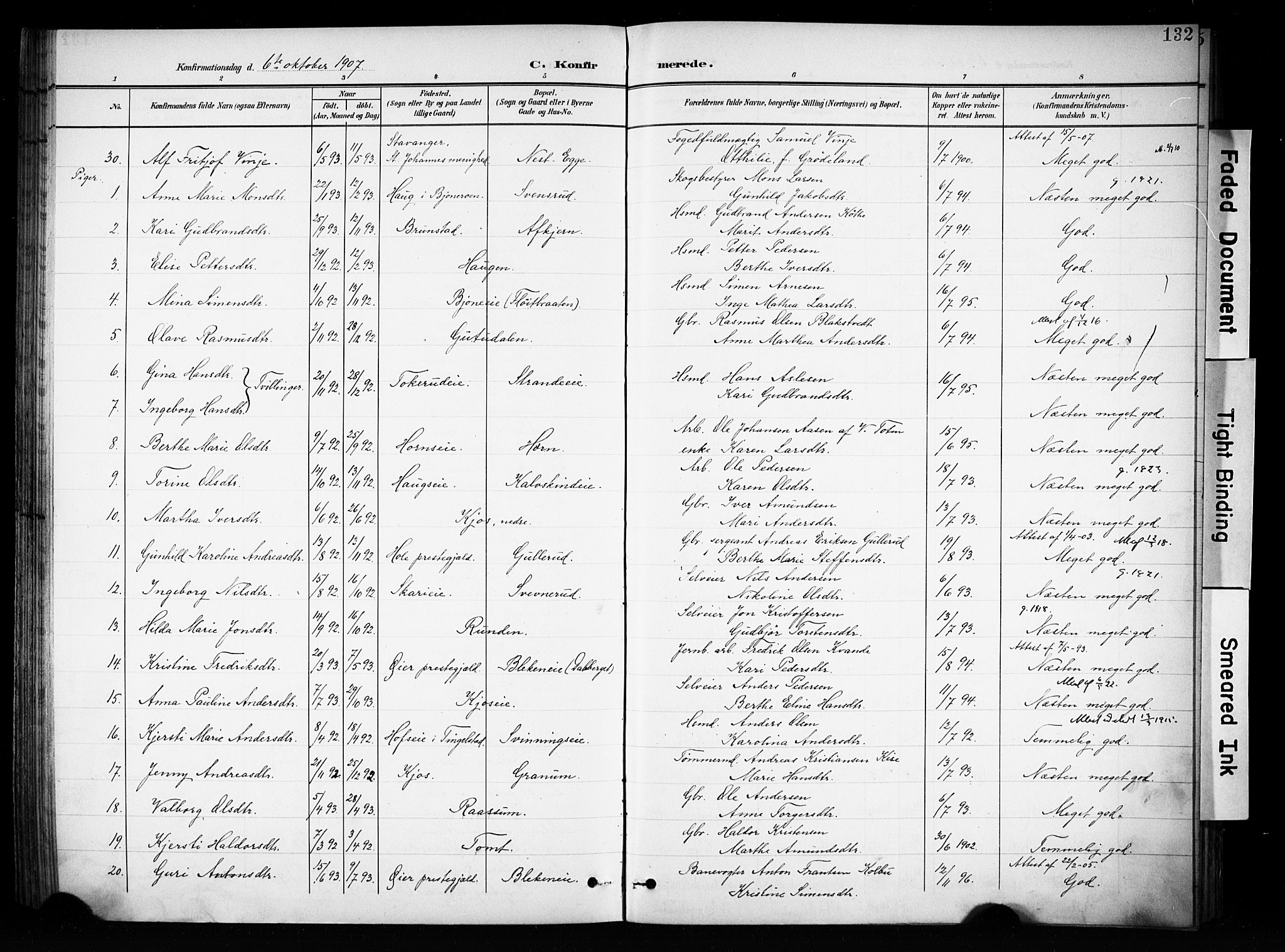 Brandbu prestekontor, AV/SAH-PREST-114/H/Ha/Haa/L0001: Parish register (official) no. 1, 1900-1912, p. 132