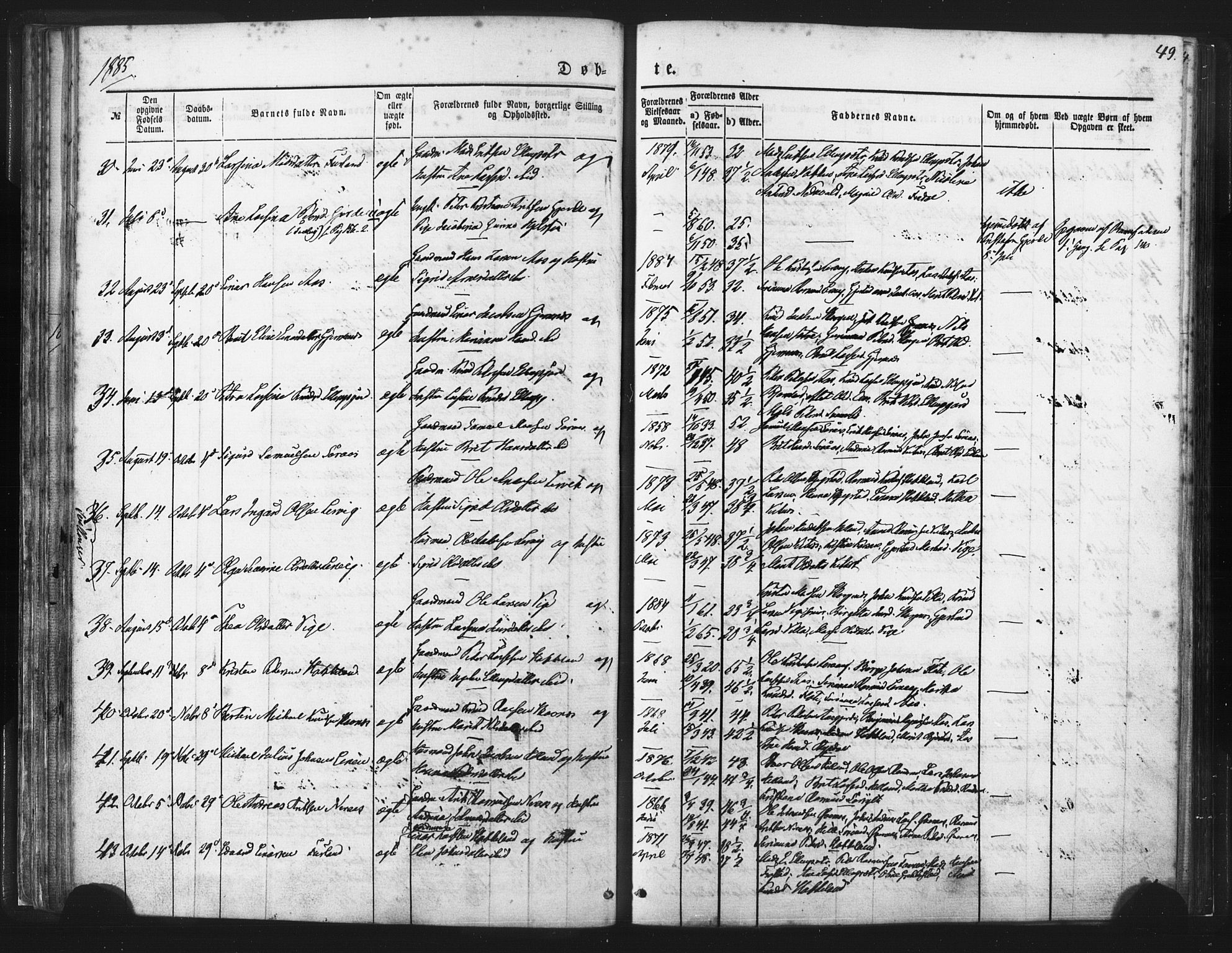 Ministerialprotokoller, klokkerbøker og fødselsregistre - Møre og Romsdal, AV/SAT-A-1454/539/L0530: Parish register (official) no. 539A03, 1872-1886, p. 49