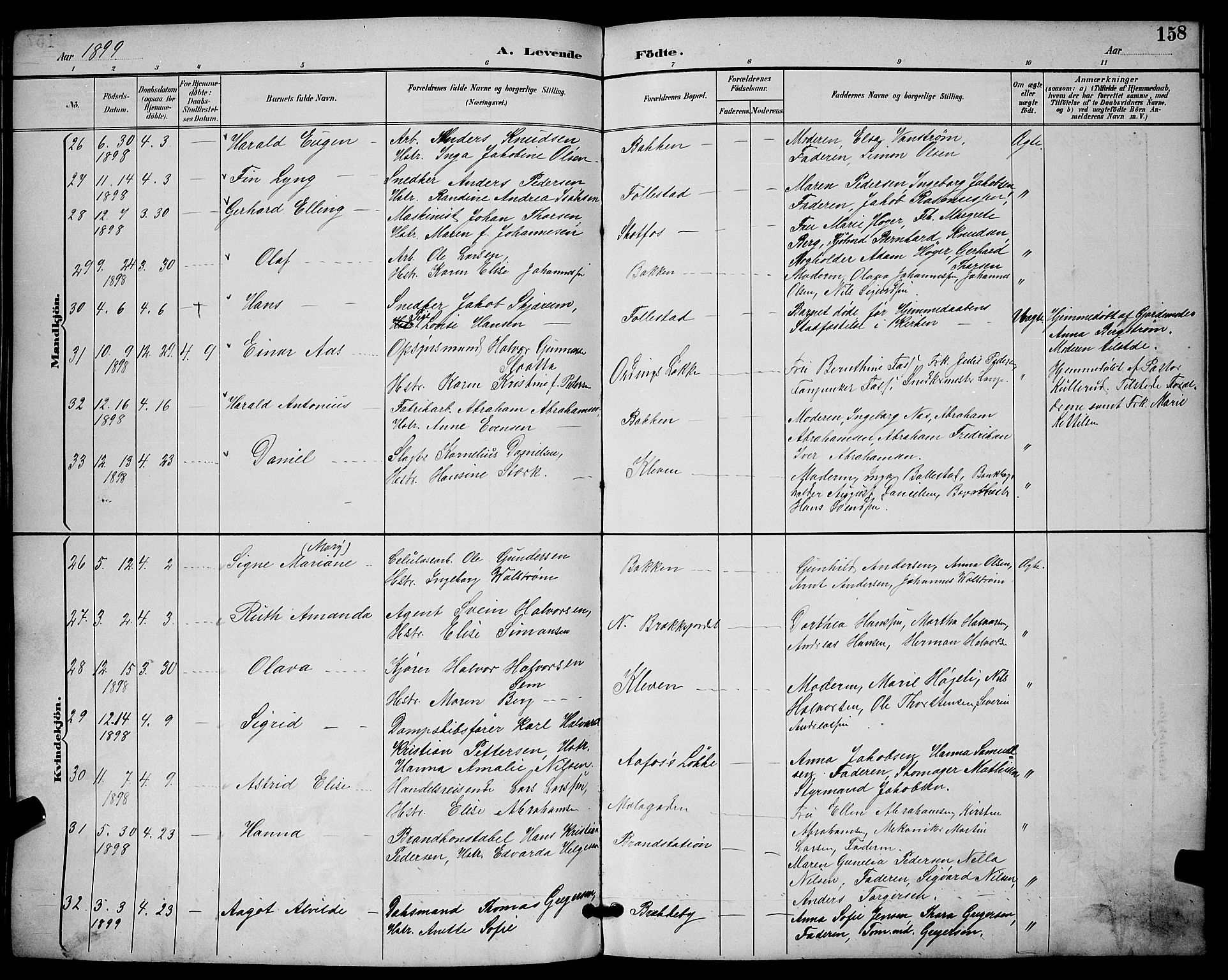 Skien kirkebøker, AV/SAKO-A-302/G/Ga/L0007: Parish register (copy) no. 7, 1891-1900, p. 158