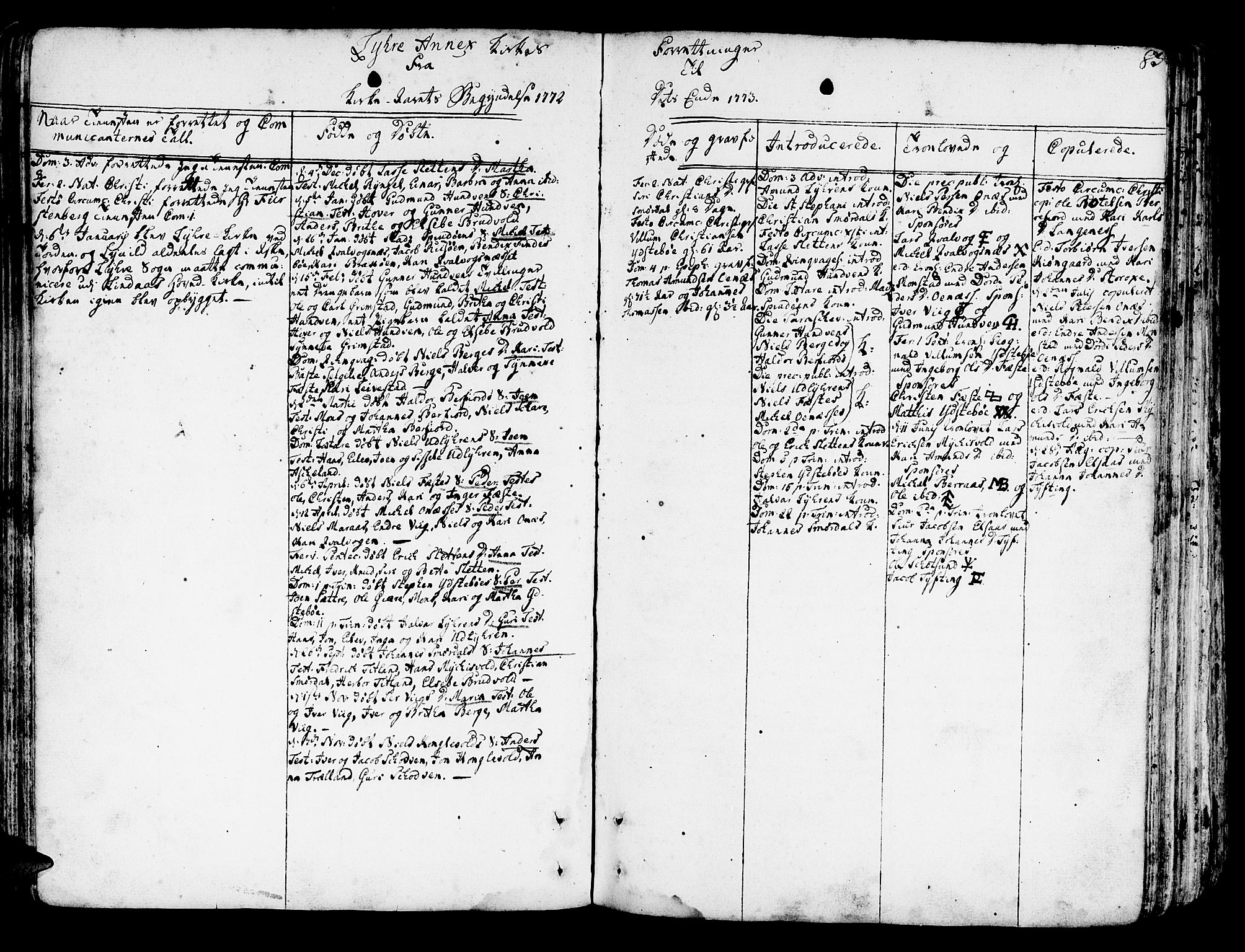 Lindås Sokneprestembete, AV/SAB-A-76701/H/Haa/Haaa/L0004: Parish register (official) no. A 4, 1764-1791, p. 85