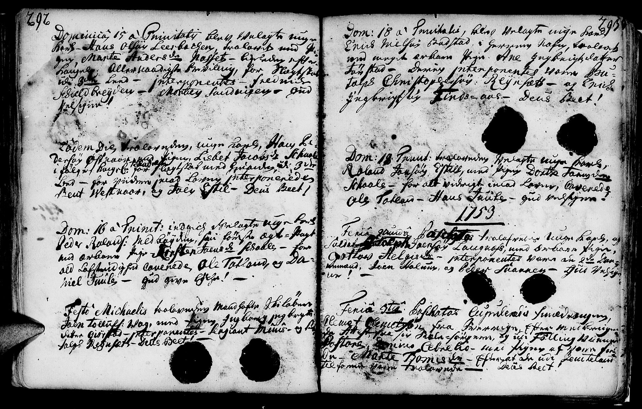 Ministerialprotokoller, klokkerbøker og fødselsregistre - Nord-Trøndelag, SAT/A-1458/749/L0467: Parish register (official) no. 749A01, 1733-1787, p. 292-293
