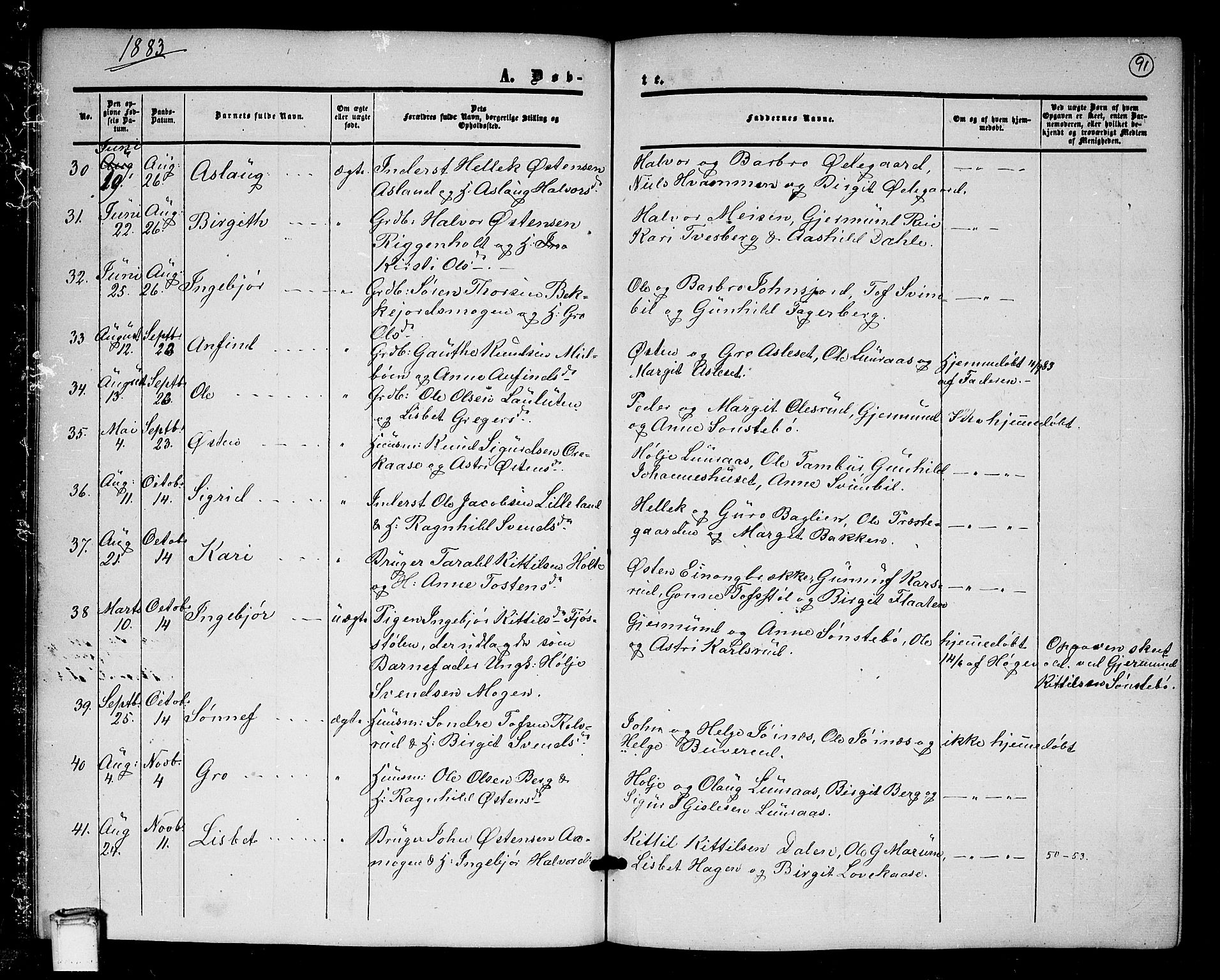 Tinn kirkebøker, AV/SAKO-A-308/G/Ga/L0002: Parish register (copy) no. I 2, 1851-1883, p. 91