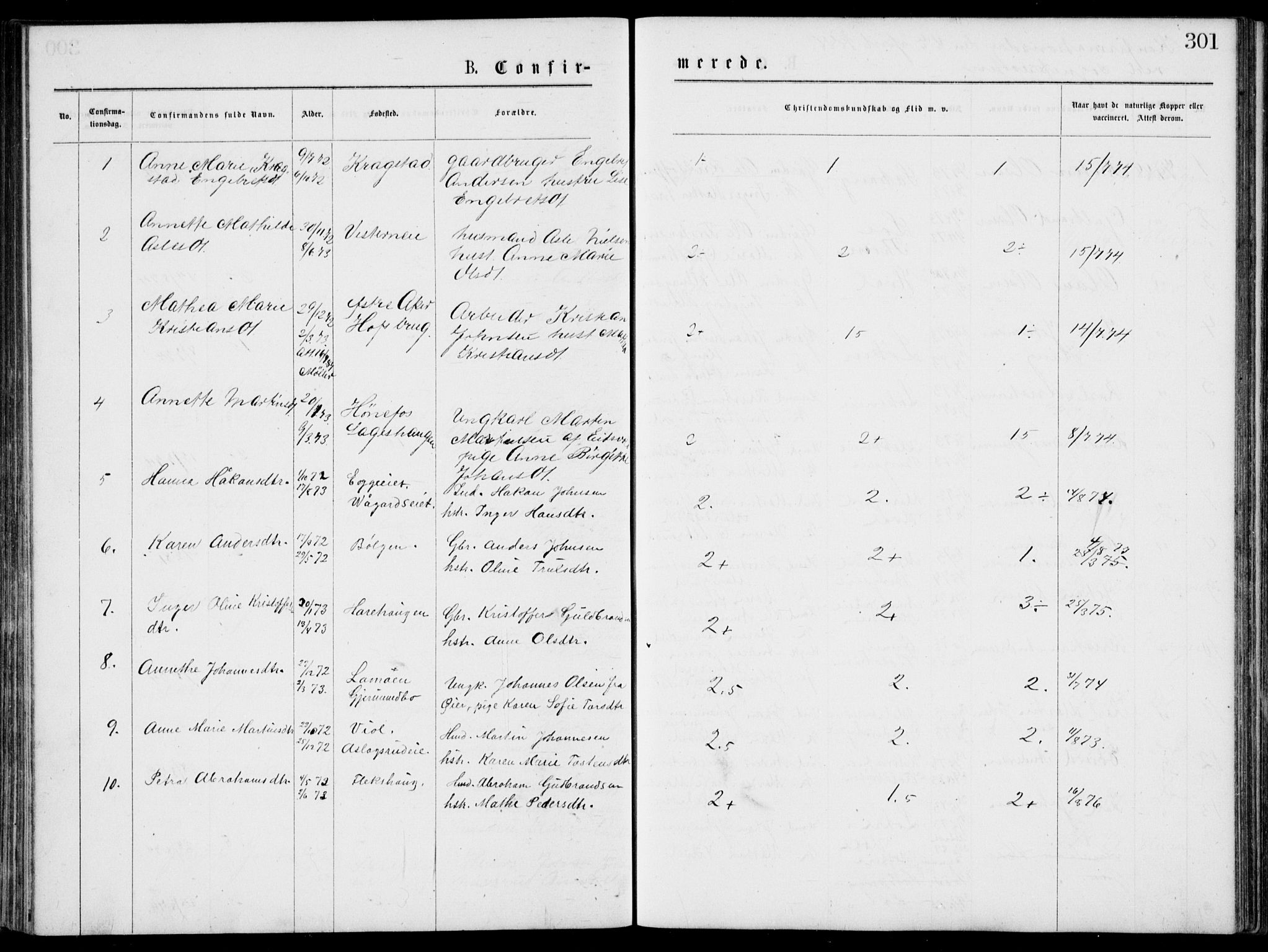 Norderhov kirkebøker, AV/SAKO-A-237/G/Gb/L0001: Parish register (copy) no. II 1, 1876-1899, p. 301