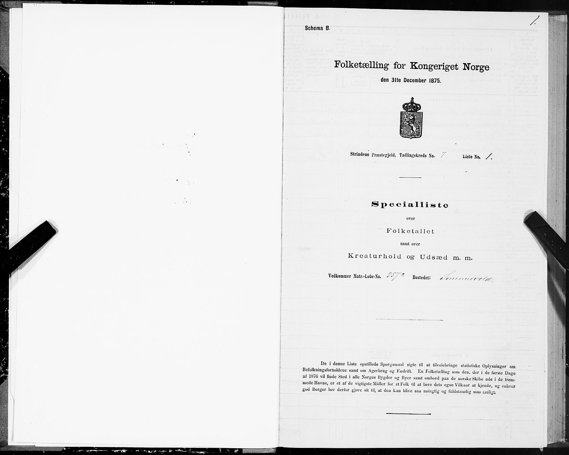 SAT, 1875 census for 1660P Strinda, 1875, p. 4001