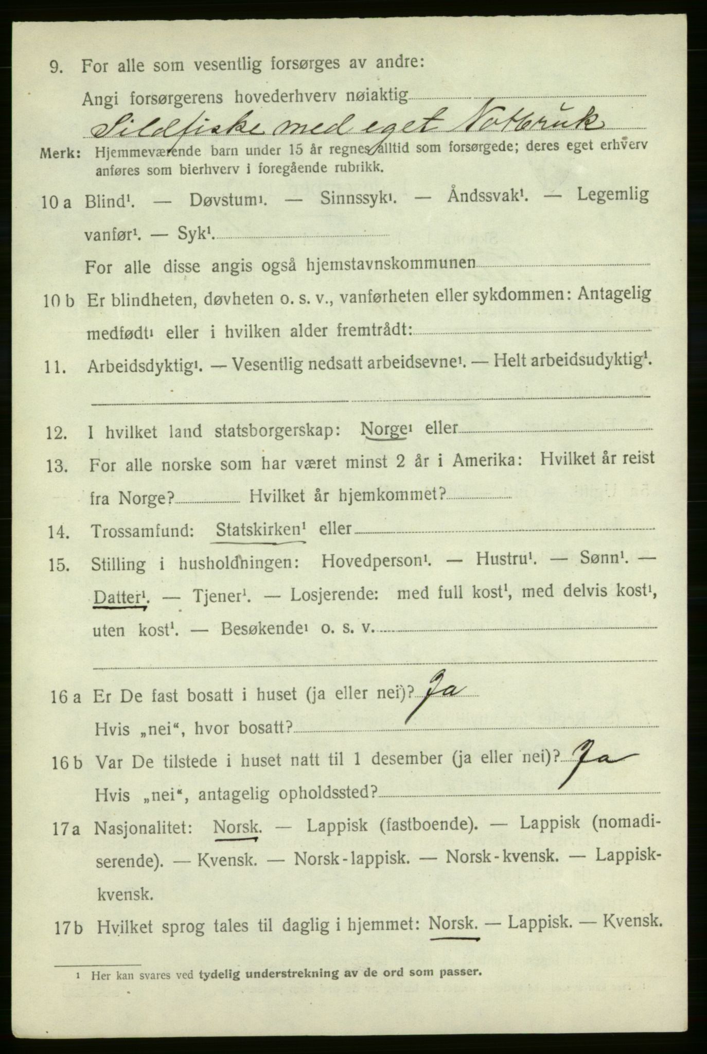 SATØ, 1920 census for Talvik, 1920, p. 1519