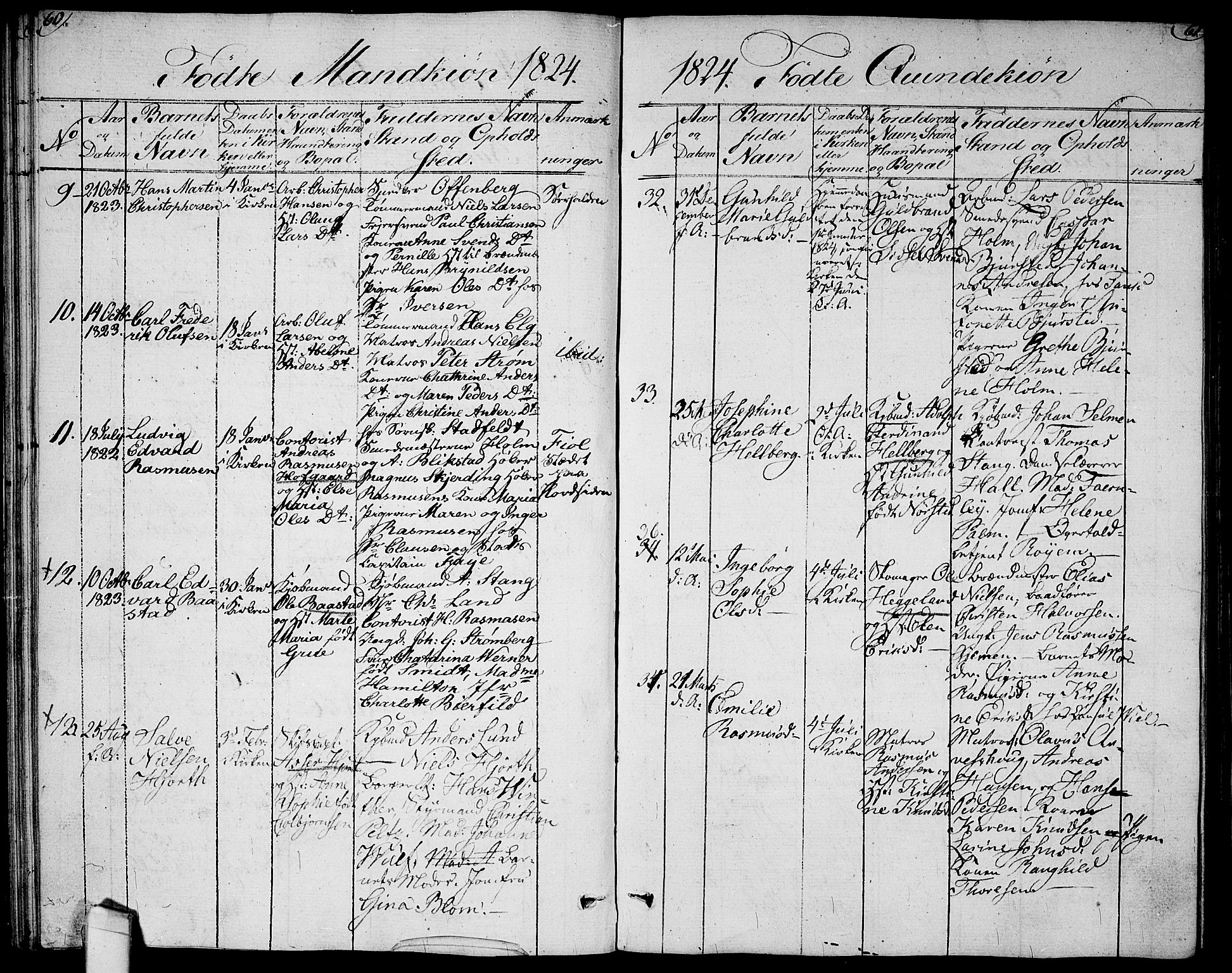 Halden prestekontor Kirkebøker, AV/SAO-A-10909/G/Ga/L0002: Parish register (copy) no. 2, 1821-1834, p. 60-61