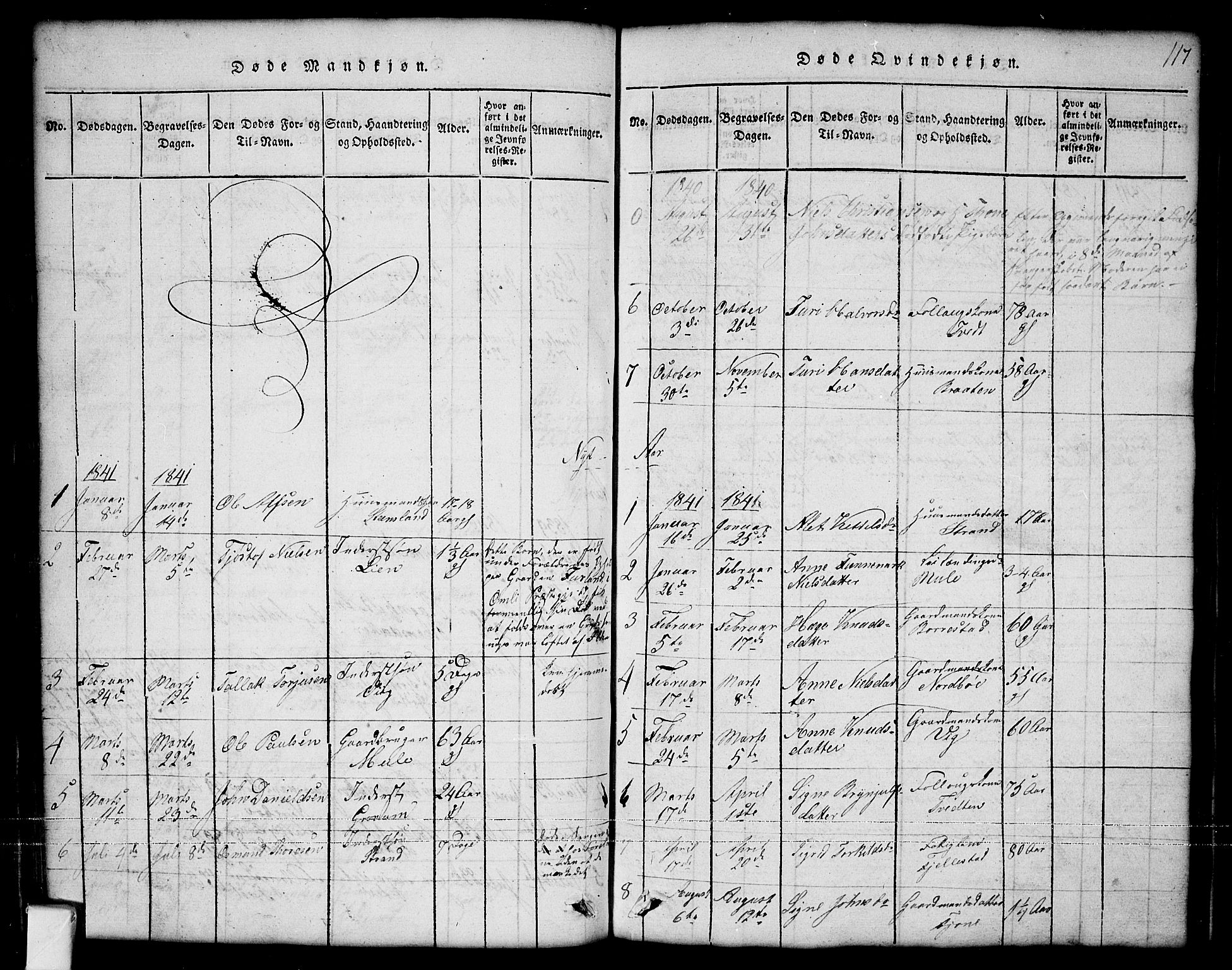 Nissedal kirkebøker, SAKO/A-288/G/Ga/L0001: Parish register (copy) no. I 1, 1814-1860, p. 117