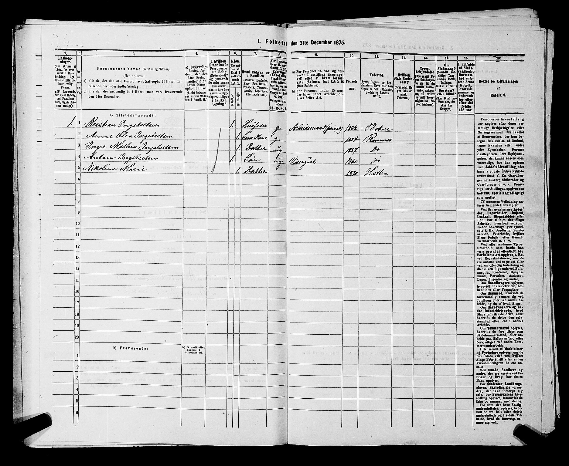 SAKO, 1875 census for 0703P Horten, 1875, p. 457