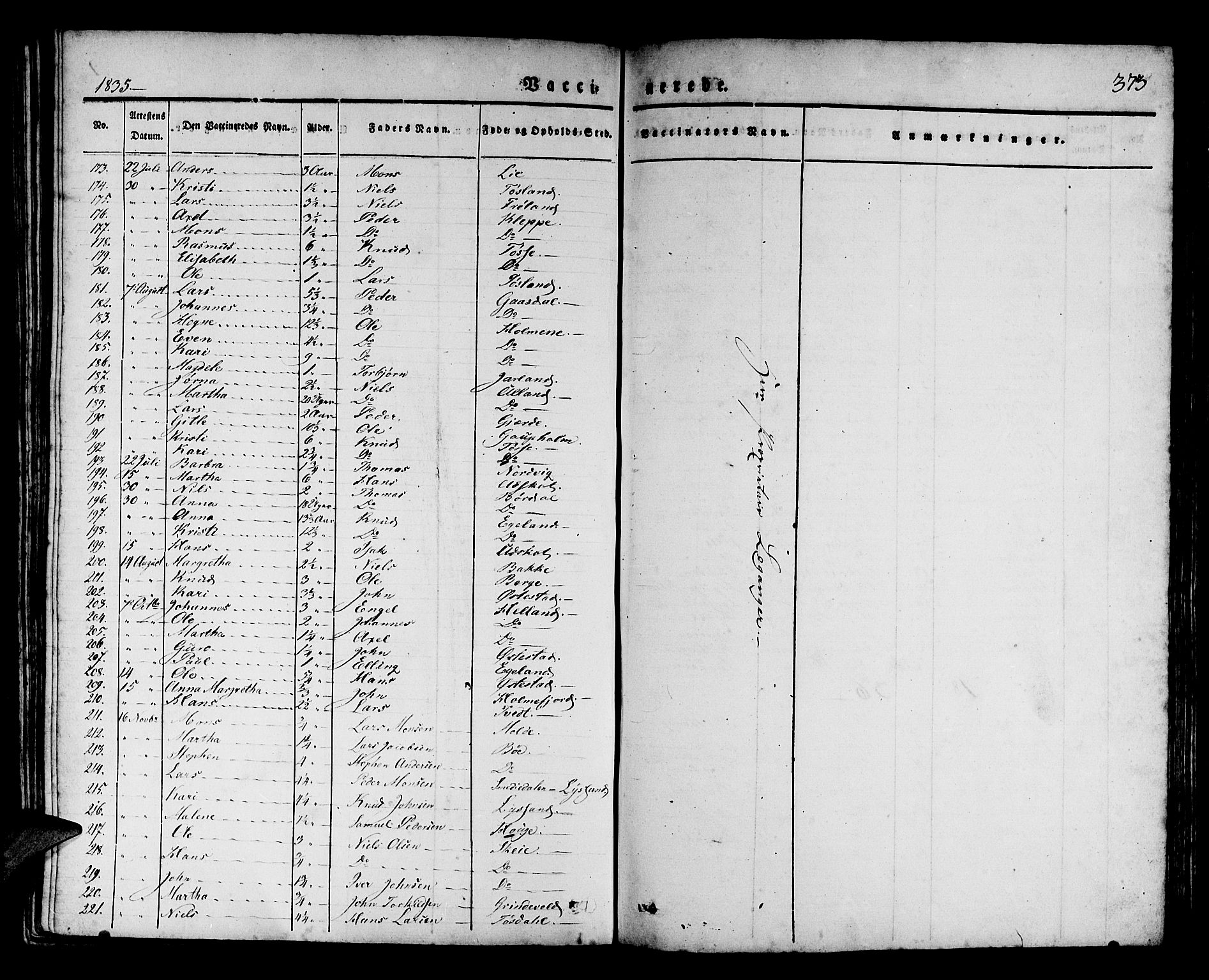 Os sokneprestembete, AV/SAB-A-99929: Parish register (official) no. A 14, 1826-1839, p. 373