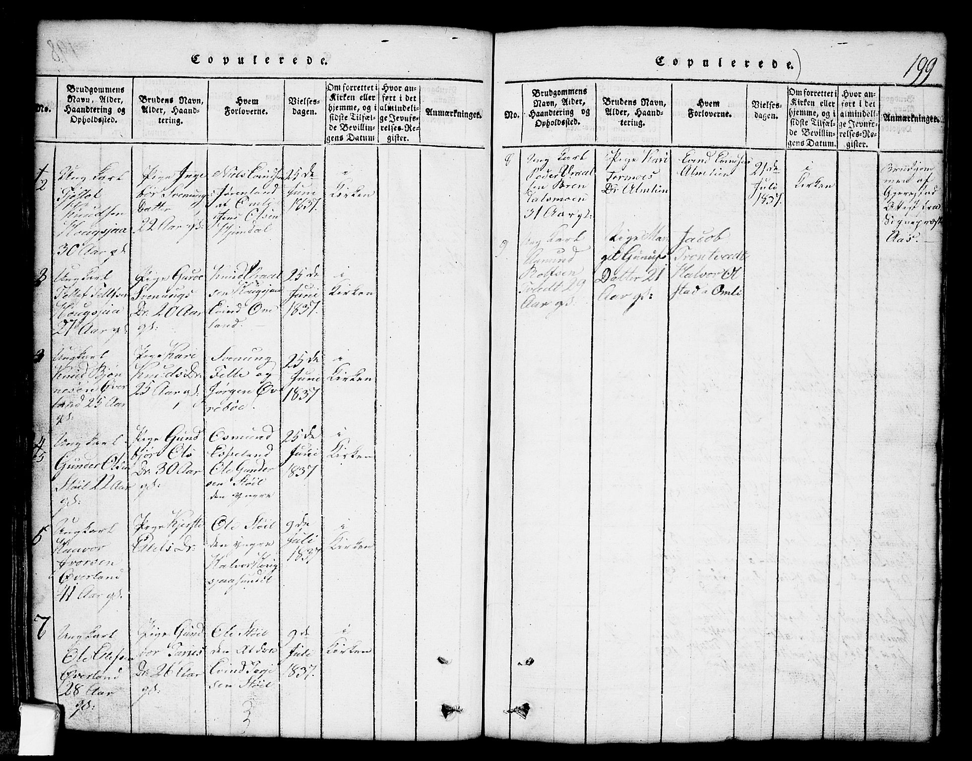 Nissedal kirkebøker, SAKO/A-288/G/Gb/L0001: Parish register (copy) no. II 1, 1814-1862, p. 199