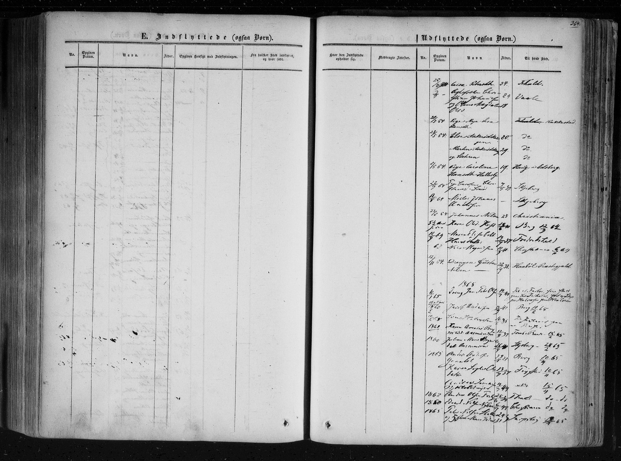 Aremark prestekontor Kirkebøker, AV/SAO-A-10899/F/Fc/L0003: Parish register (official) no. III 3, 1850-1865, p. 364