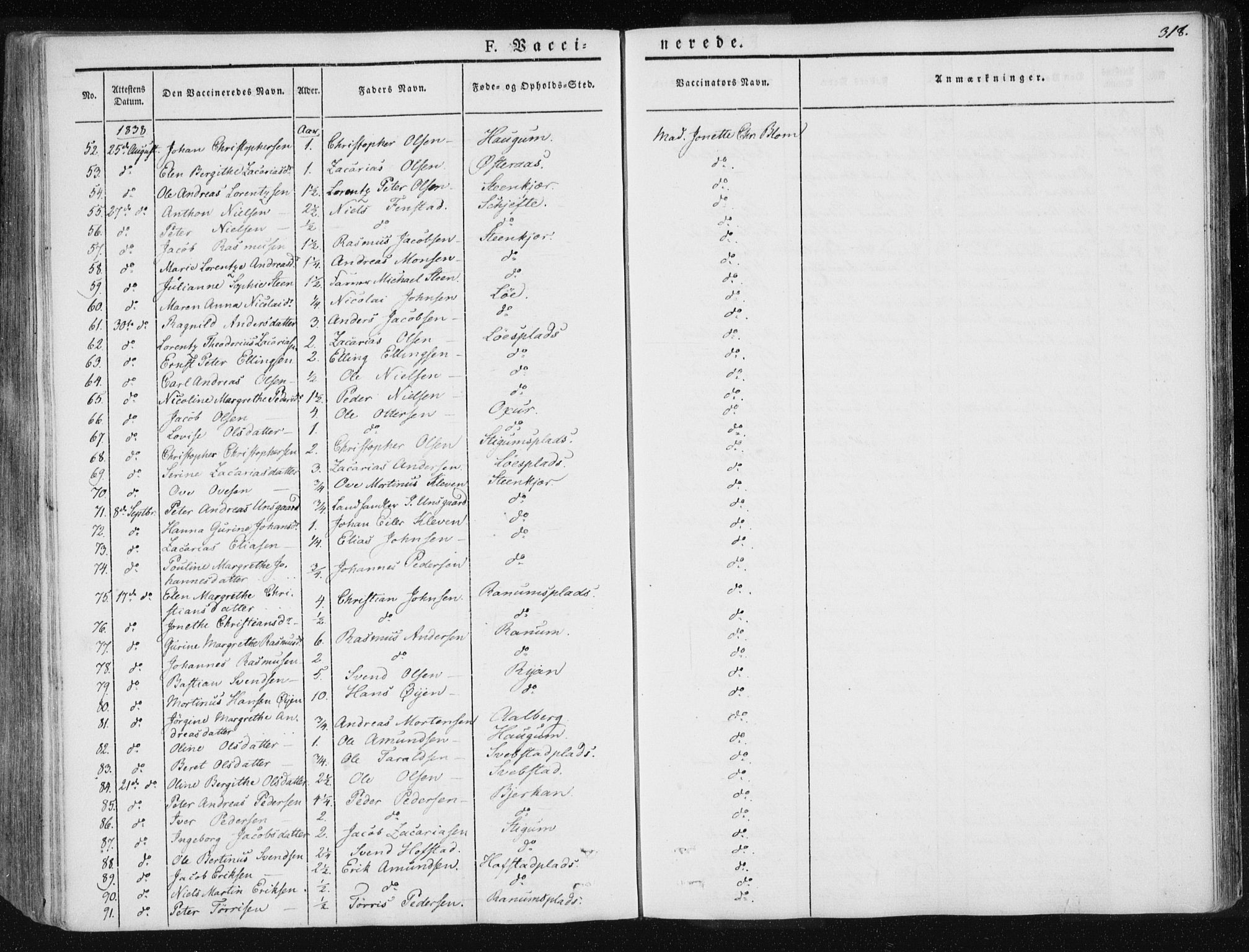 Ministerialprotokoller, klokkerbøker og fødselsregistre - Nord-Trøndelag, AV/SAT-A-1458/735/L0339: Parish register (official) no. 735A06 /1, 1836-1848, p. 318