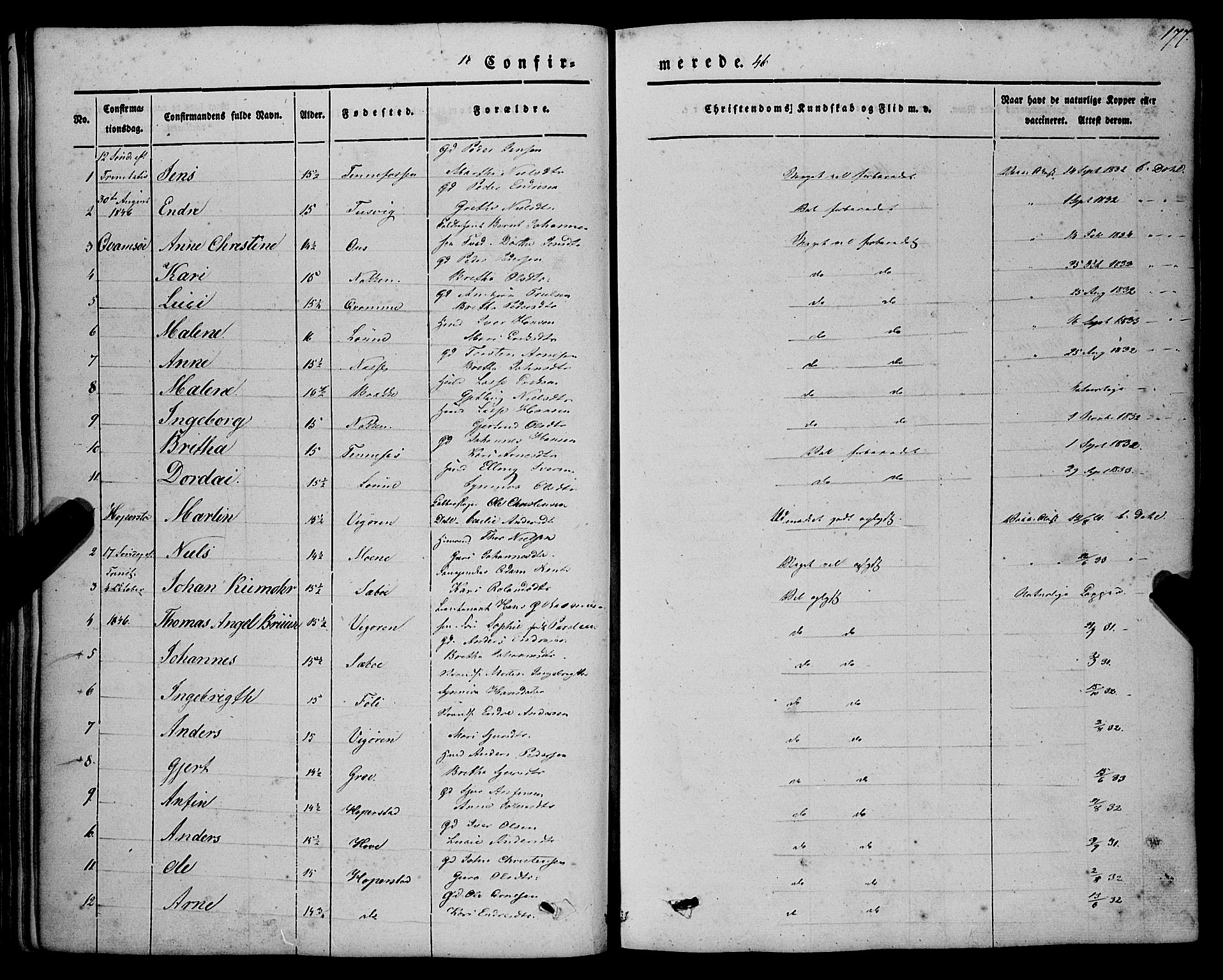 Vik sokneprestembete, AV/SAB-A-81501/H/Haa/Haaa/L0008: Parish register (official) no. A 8, 1846-1865, p. 177