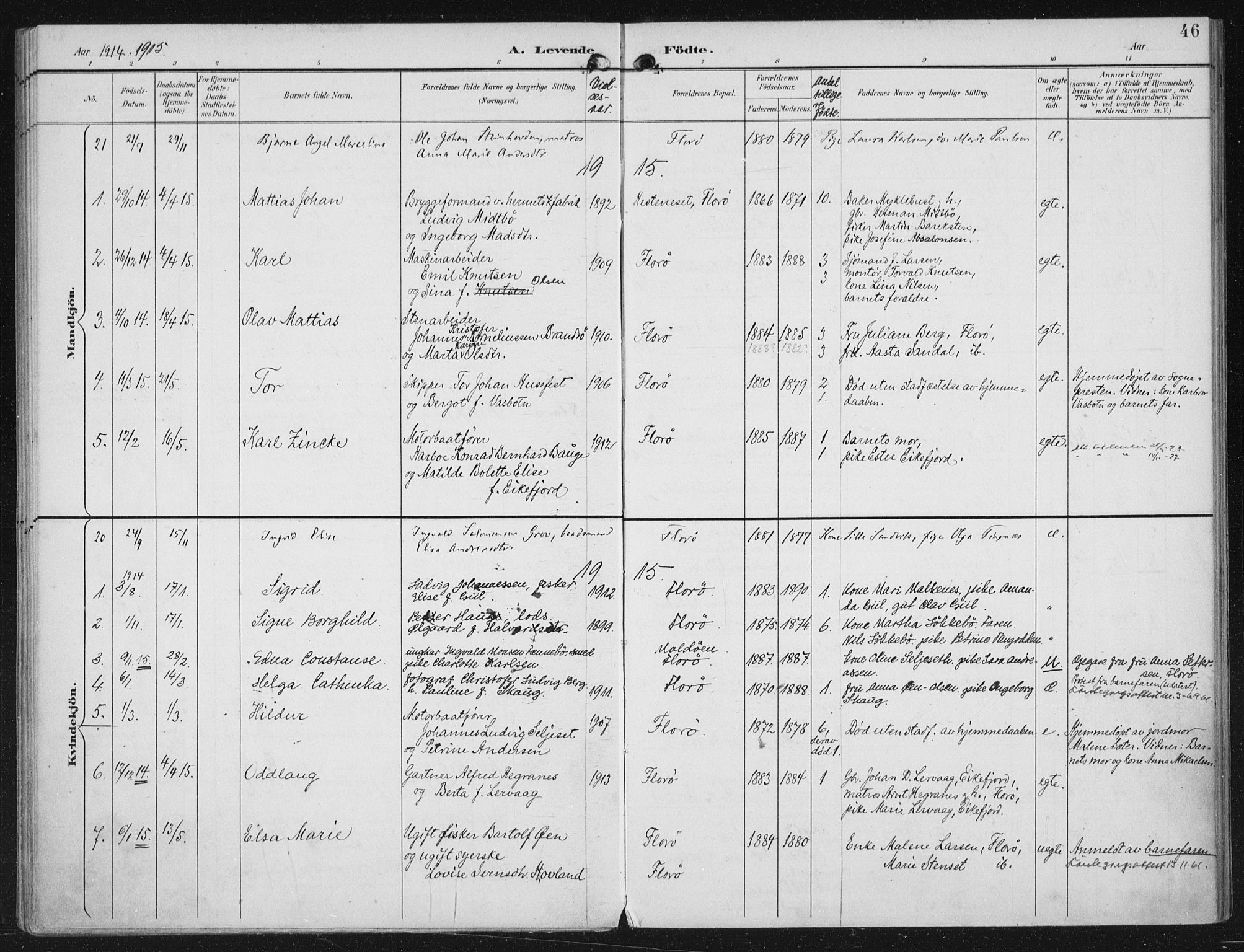 Kinn sokneprestembete, AV/SAB-A-80801/H/Haa/Haac/L0002: Parish register (official) no. C 2, 1895-1916, p. 46