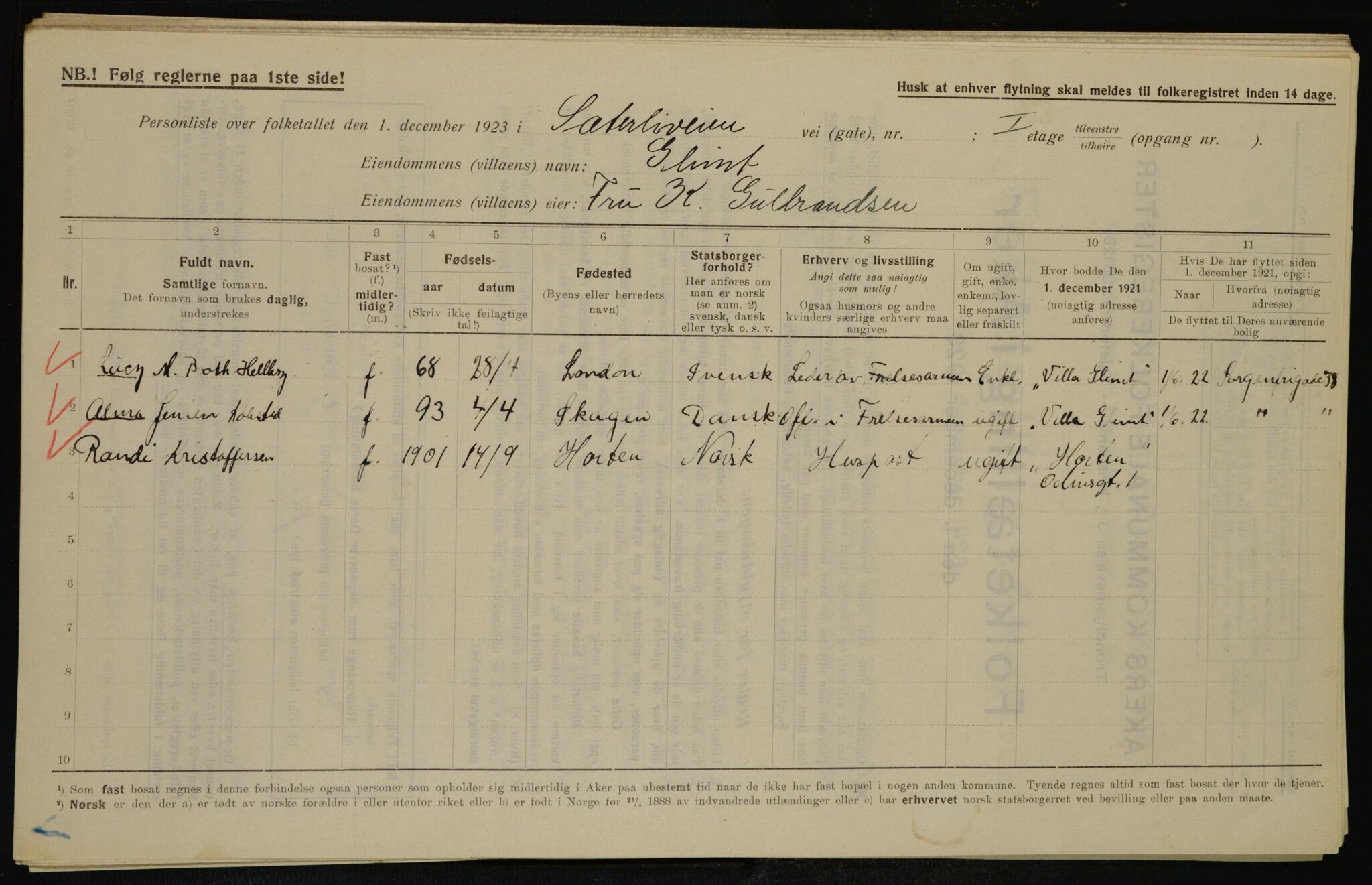 , Municipal Census 1923 for Aker, 1923, p. 46224