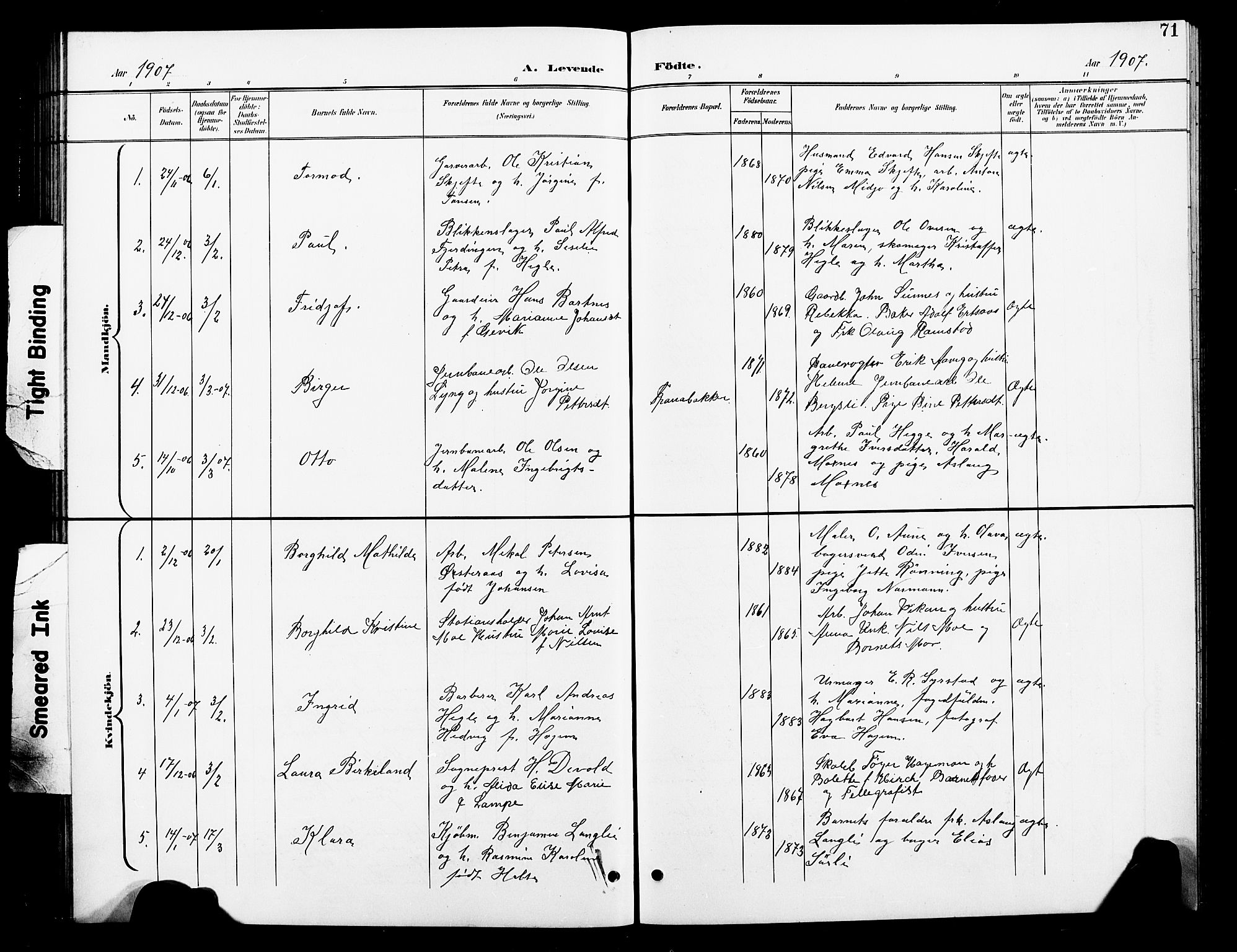 Ministerialprotokoller, klokkerbøker og fødselsregistre - Nord-Trøndelag, SAT/A-1458/739/L0375: Parish register (copy) no. 739C03, 1898-1908, p. 71