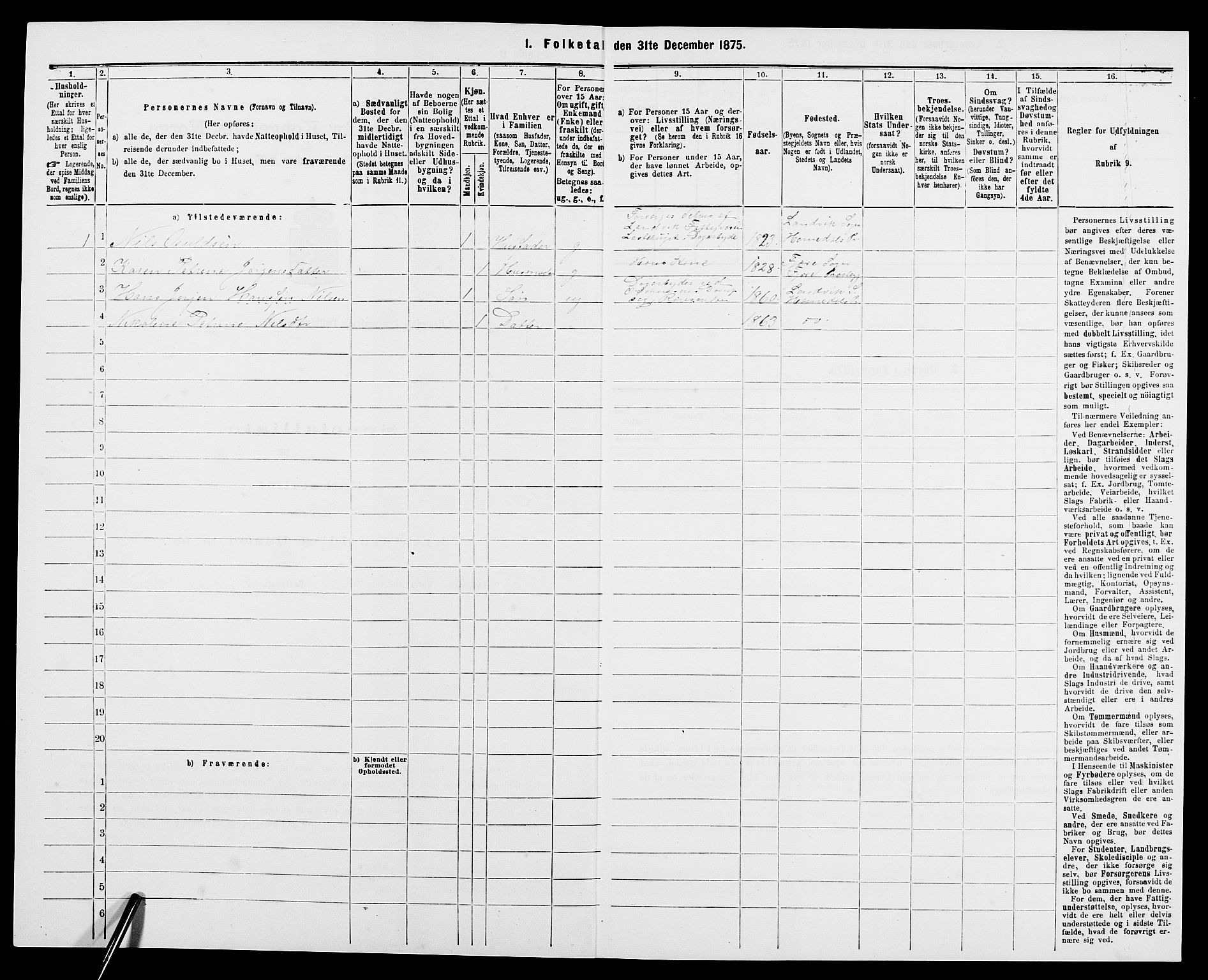 SAK, 1875 census for 0924P Homedal, 1875, p. 632