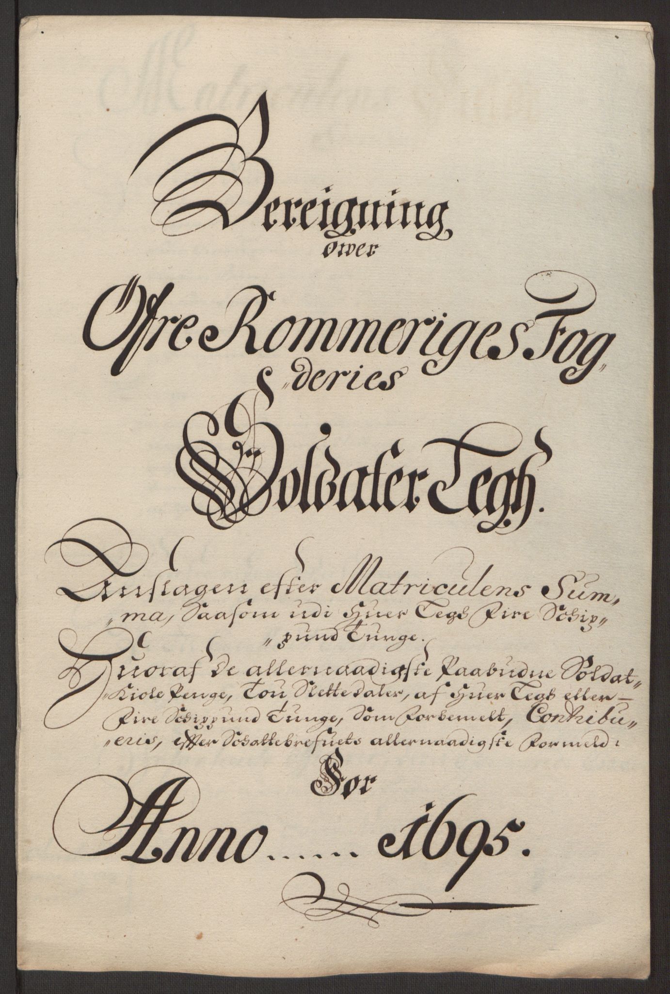 Rentekammeret inntil 1814, Reviderte regnskaper, Fogderegnskap, RA/EA-4092/R12/L0707: Fogderegnskap Øvre Romerike, 1695, p. 226