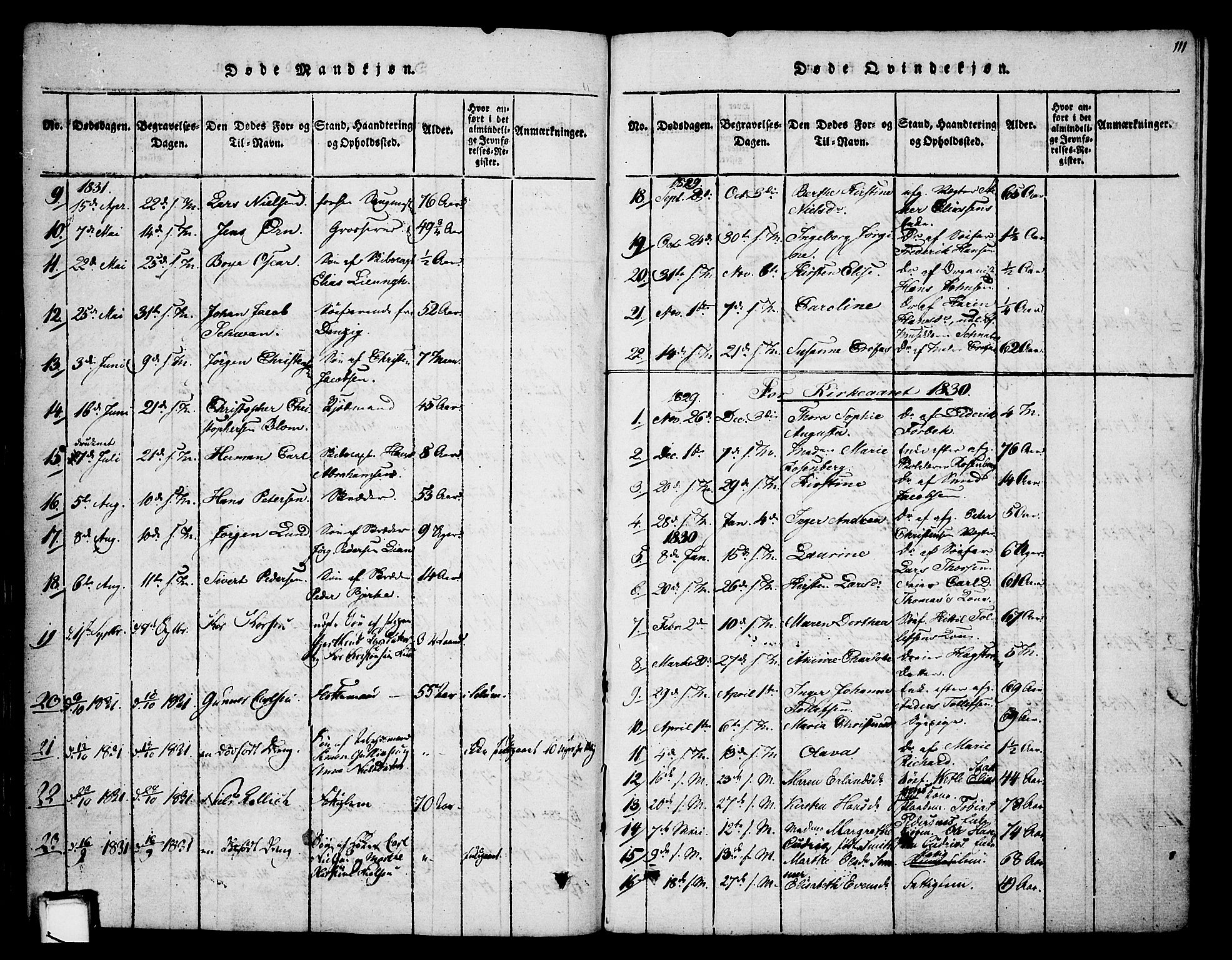 Skien kirkebøker, AV/SAKO-A-302/F/Fa/L0005: Parish register (official) no. 5, 1814-1843, p. 111