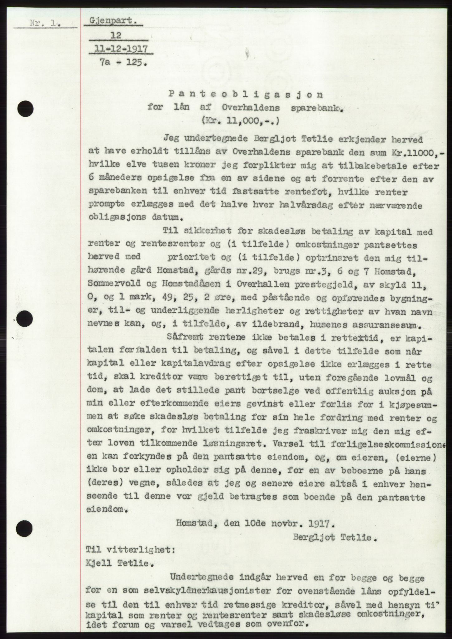 Namdal sorenskriveri, SAT/A-4133/1/2/2C: Mortgage book no. -, 1916-1921, Deed date: 11.12.1917