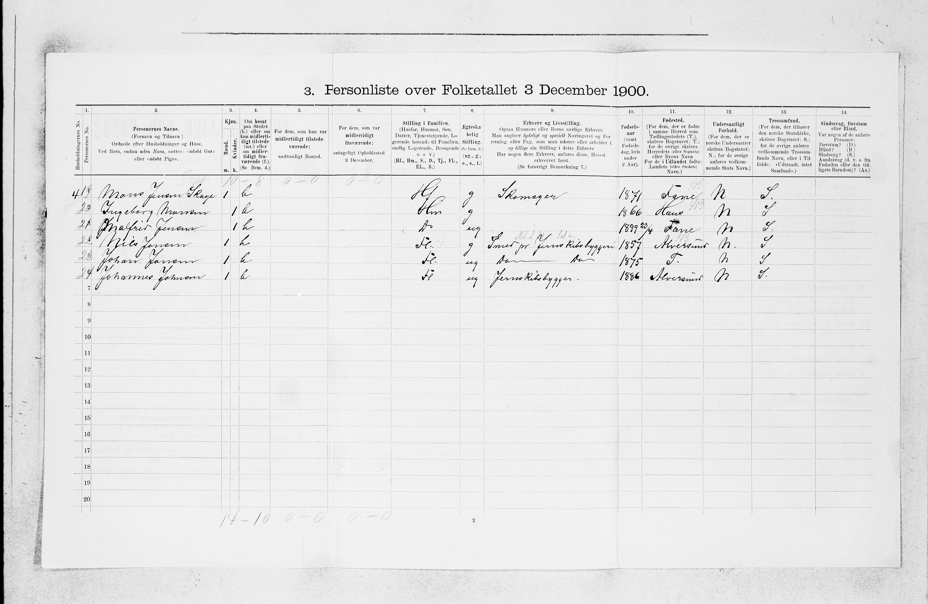 SAB, 1900 census for Askøy, 1900, p. 409