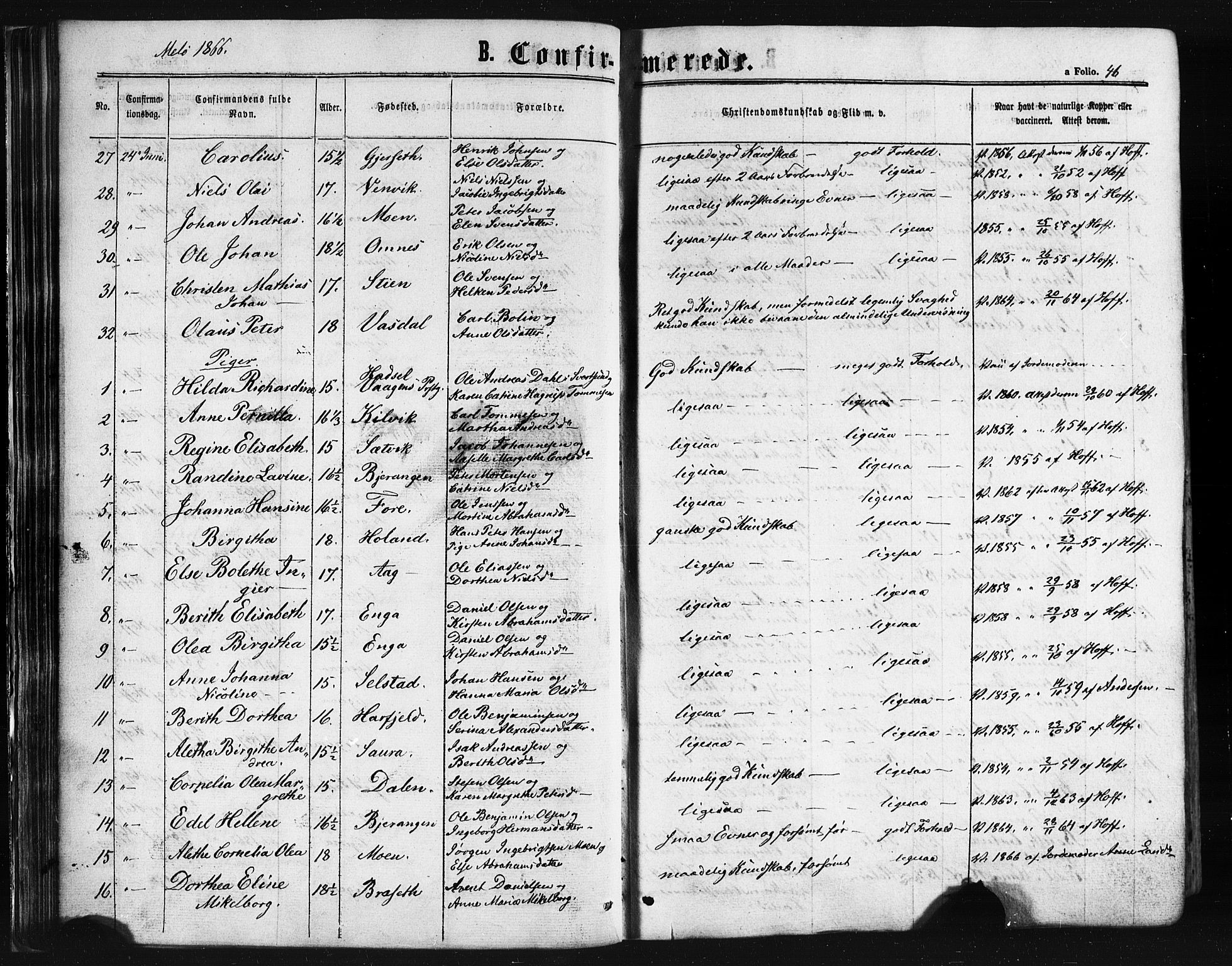 Ministerialprotokoller, klokkerbøker og fødselsregistre - Nordland, SAT/A-1459/841/L0607: Parish register (official) no. 841A11 /2, 1863-1877, p. 46