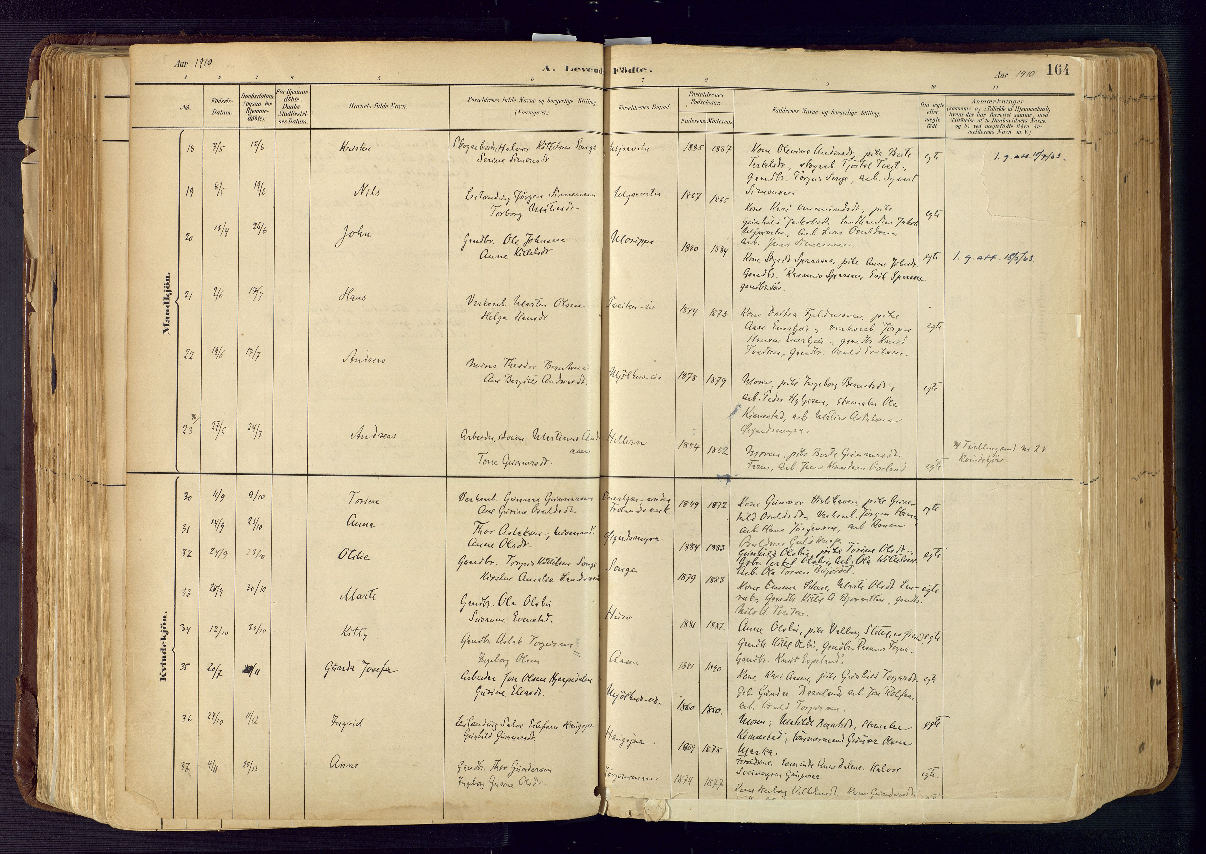 Froland sokneprestkontor, AV/SAK-1111-0013/F/Fa/L0005: Parish register (official) no. A 5, 1882-1921, p. 164