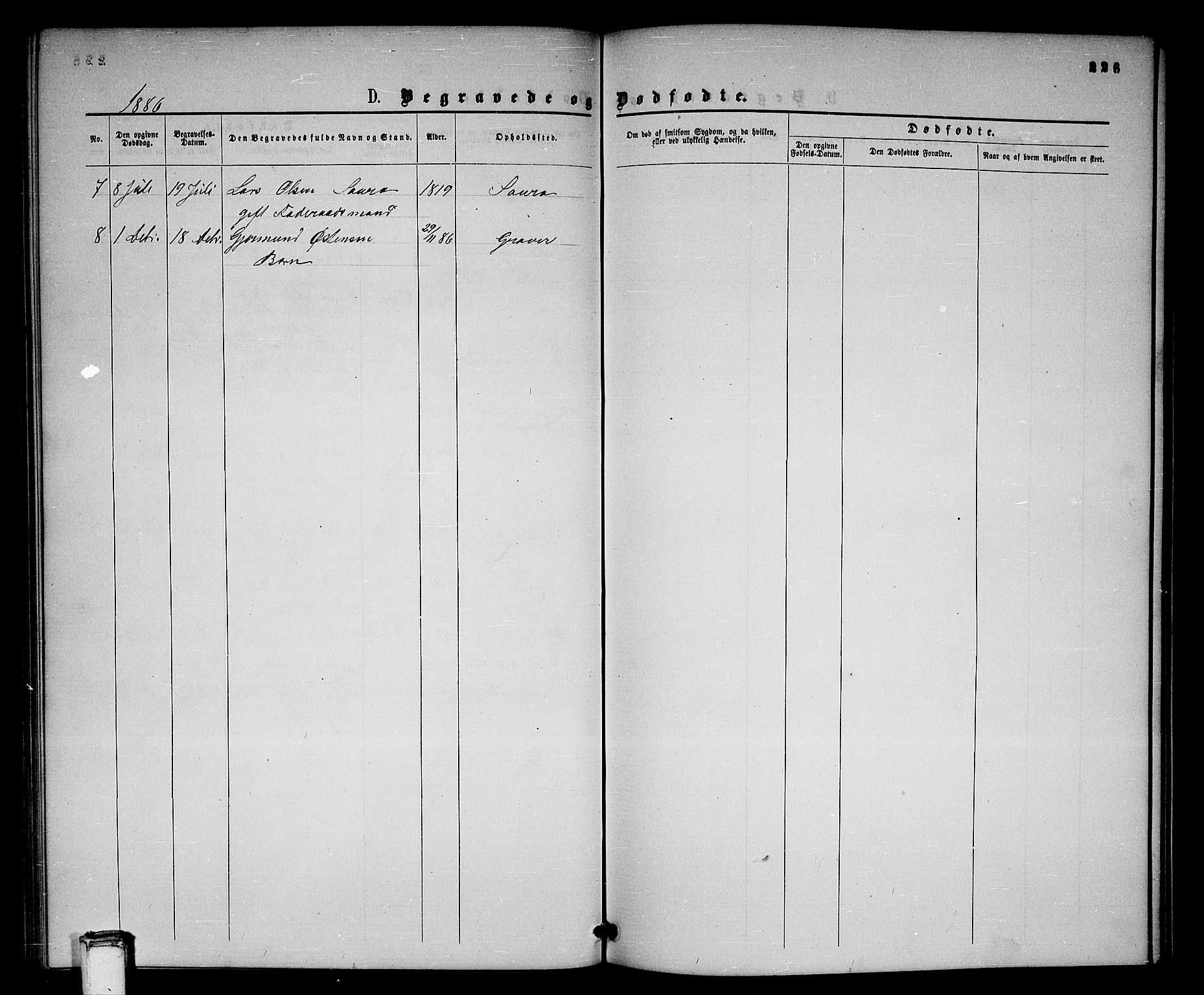 Gransherad kirkebøker, SAKO/A-267/G/Gb/L0002: Parish register (copy) no. II 2, 1860-1886, p. 226