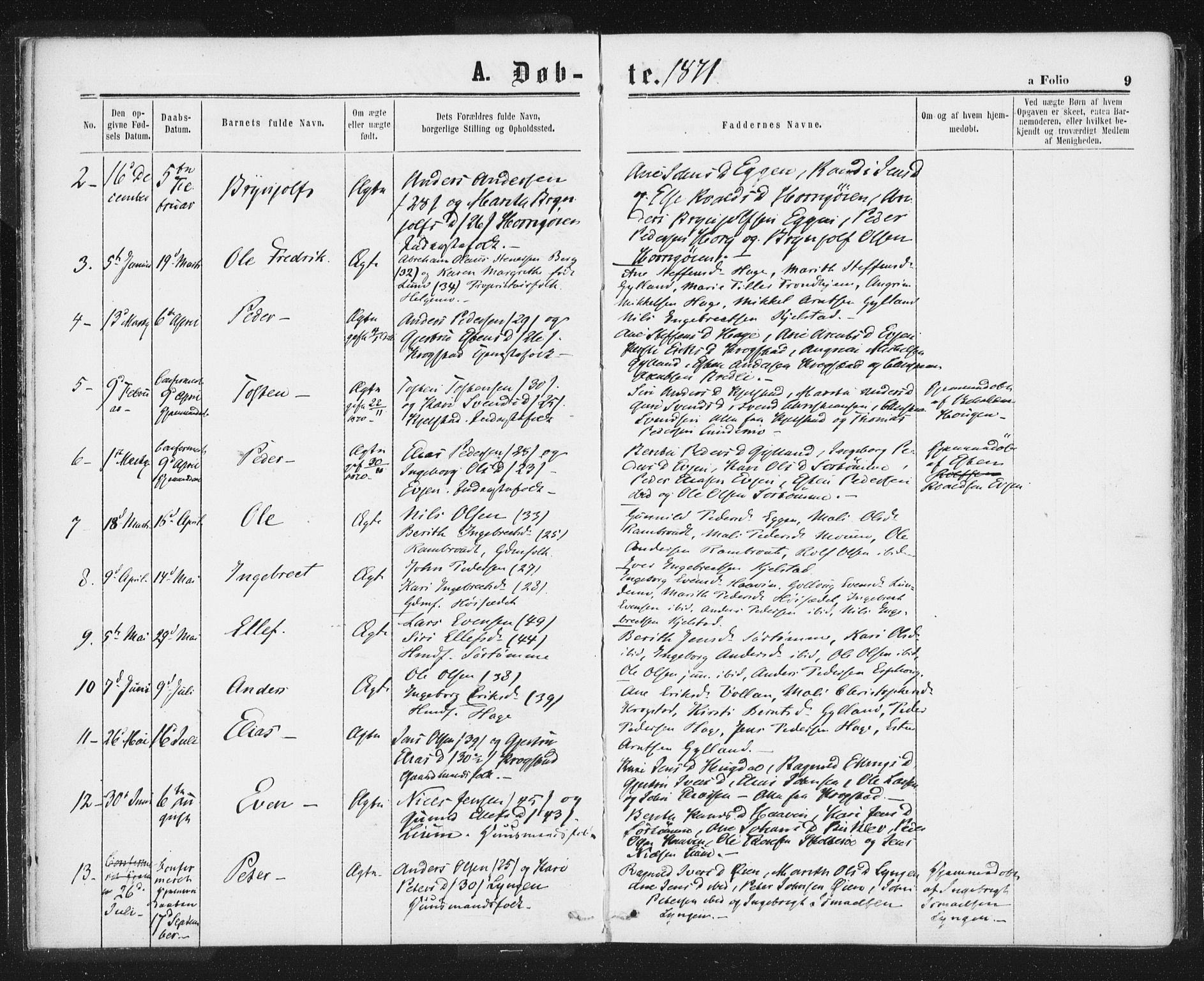Ministerialprotokoller, klokkerbøker og fødselsregistre - Sør-Trøndelag, SAT/A-1456/692/L1104: Parish register (official) no. 692A04, 1862-1878, p. 9