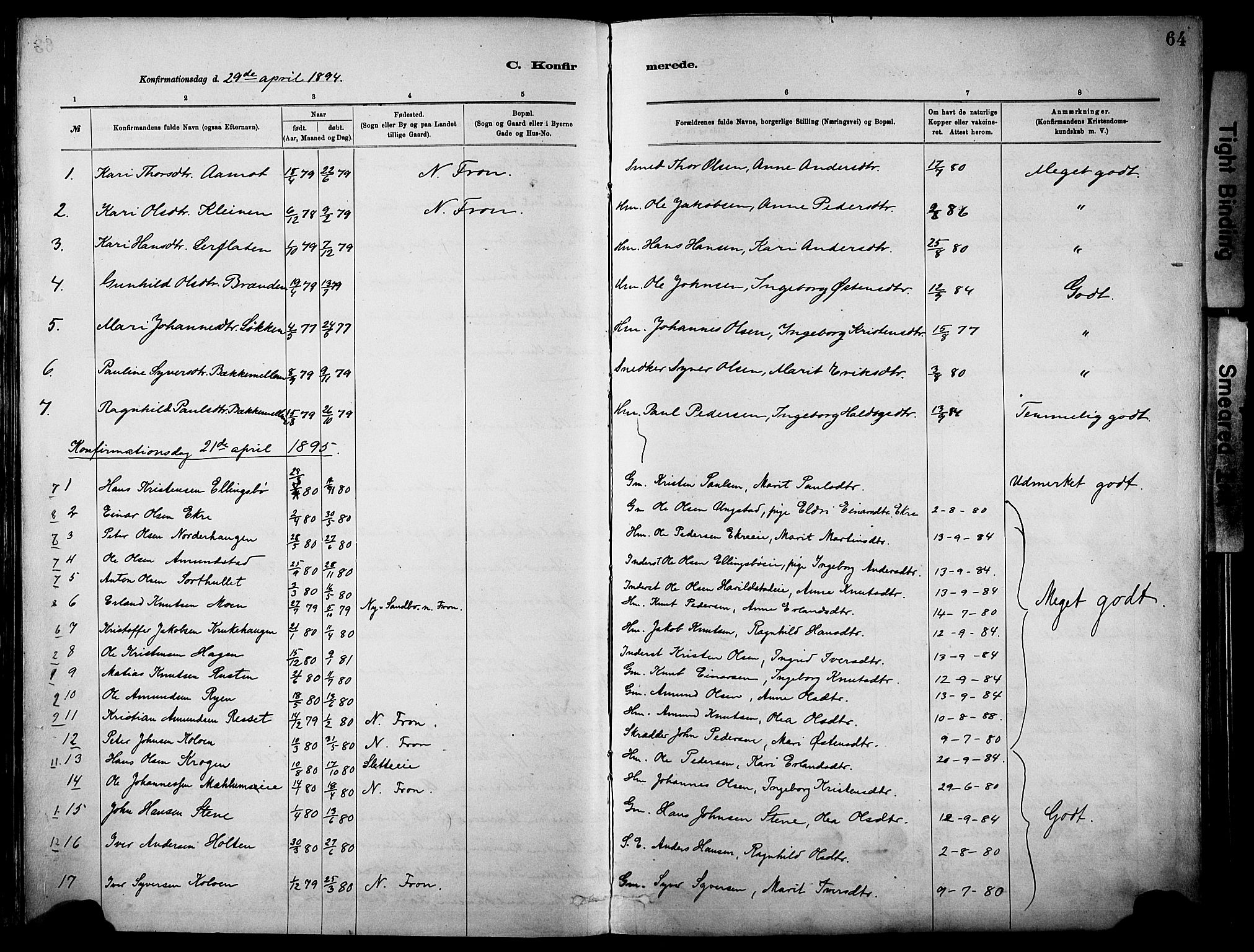 Vågå prestekontor, SAH/PREST-076/H/Ha/Haa/L0010: Parish register (official) no. 10, 1887-1904, p. 64