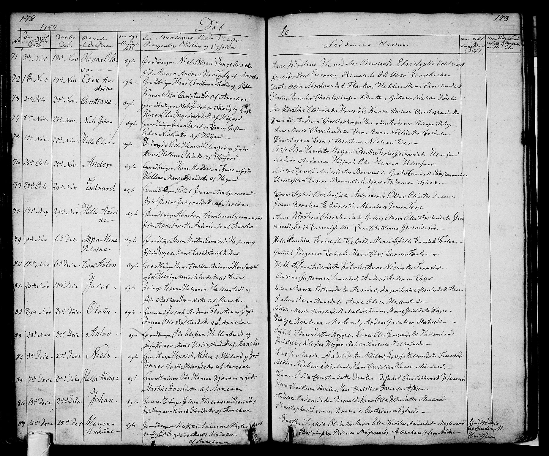 Andebu kirkebøker, SAKO/A-336/G/Ga/L0003: Parish register (copy) no. I 3, 1832-1867, p. 172-173