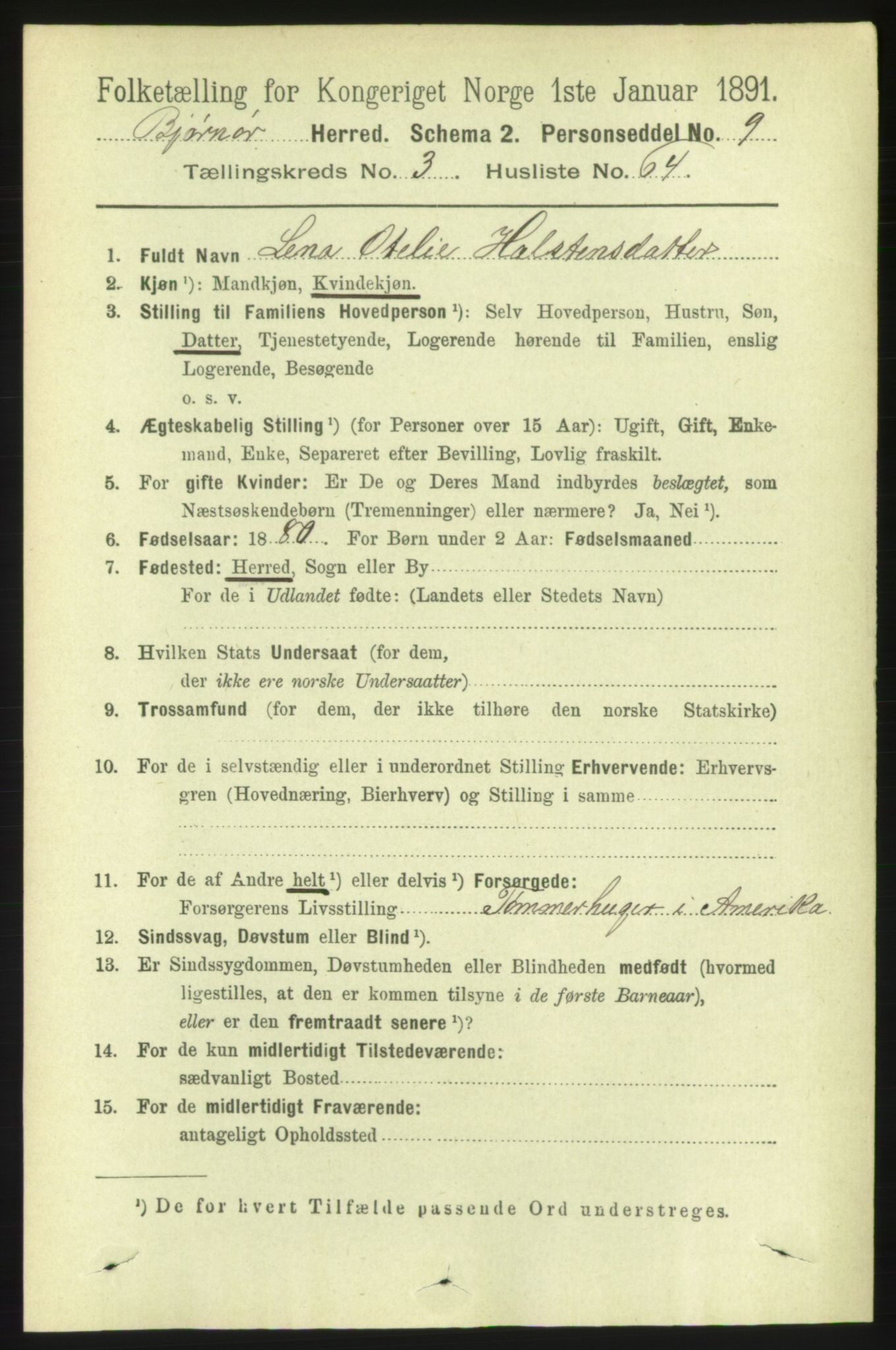 RA, 1891 census for 1632 Bjørnør, 1891, p. 1640