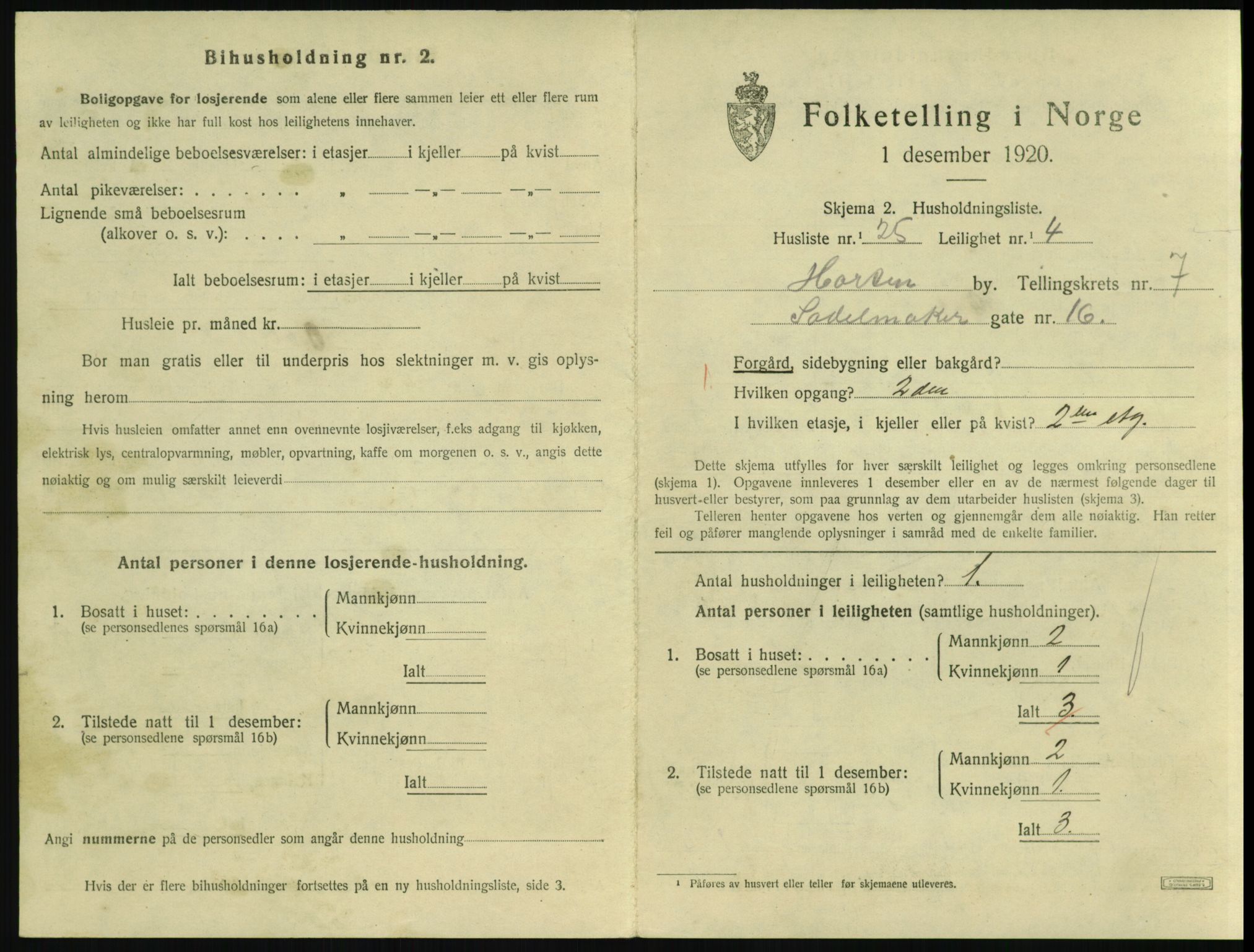 SAKO, 1920 census for Horten, 1920, p. 7281