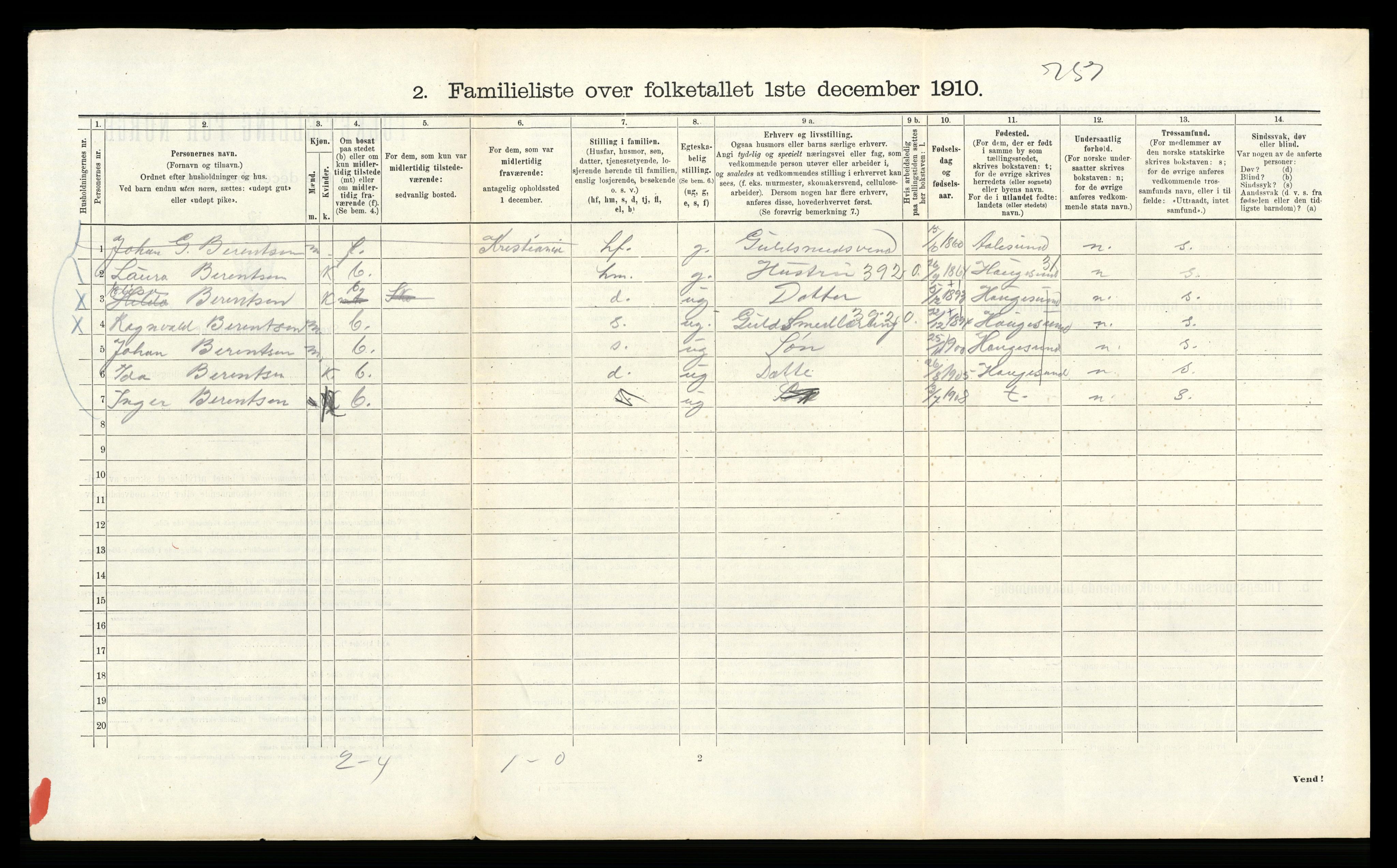 RA, 1910 census for Bergen, 1910, p. 30100