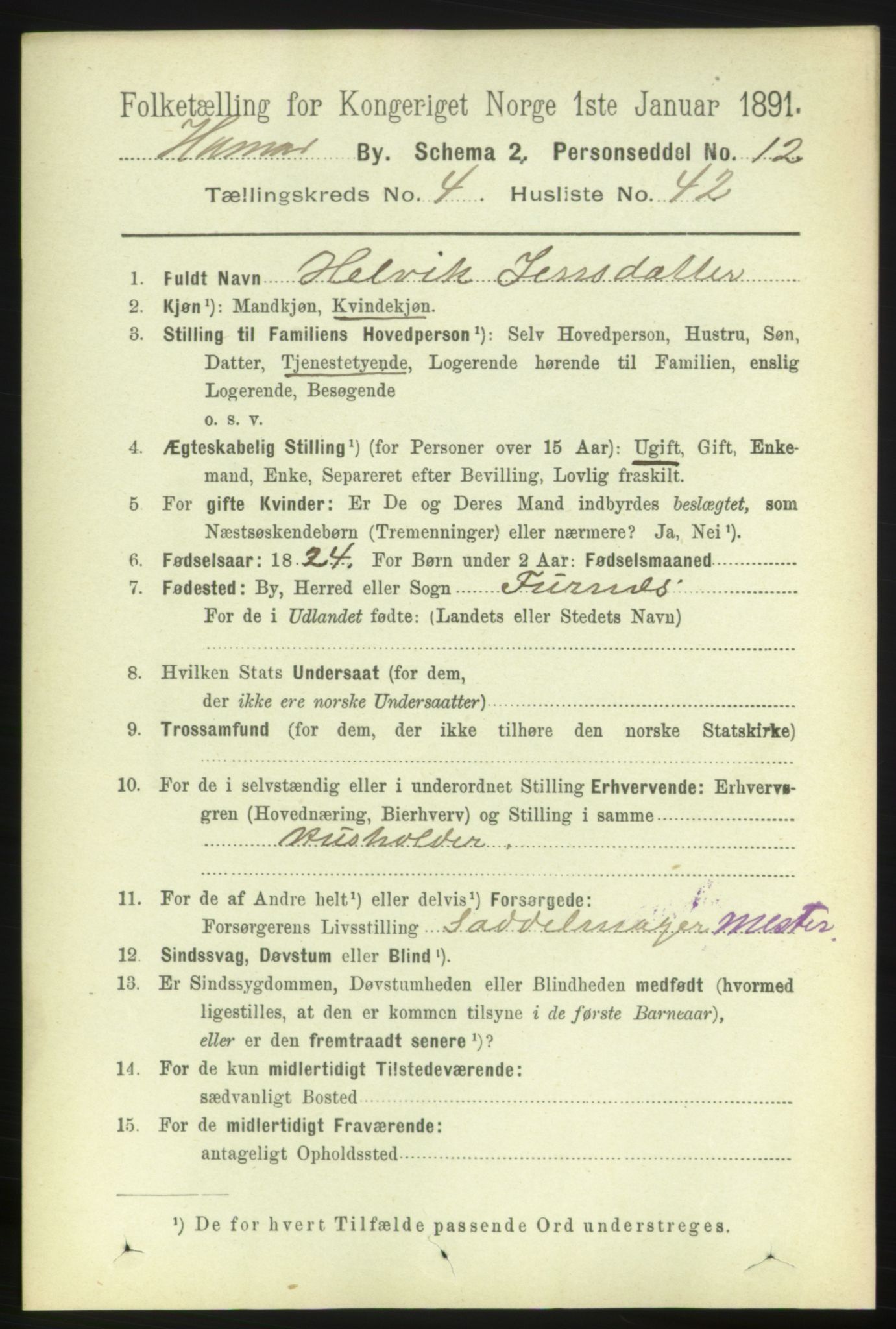 RA, 1891 census for 0401 Hamar, 1891, p. 3604