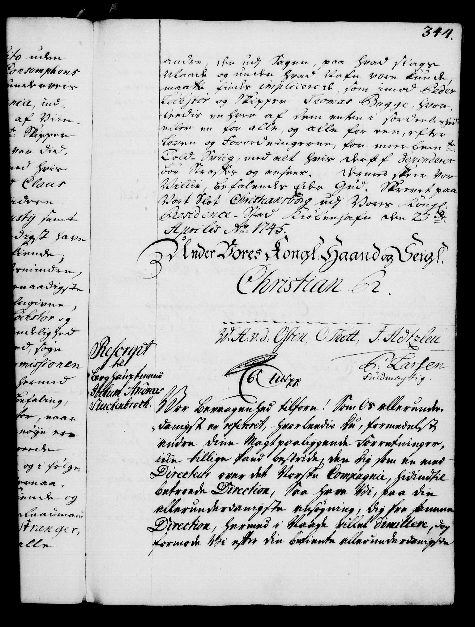 Rentekammeret, Kammerkanselliet, RA/EA-3111/G/Gg/Gga/L0005: Norsk ekspedisjonsprotokoll med register (merket RK 53.5), 1741-1749, p. 344