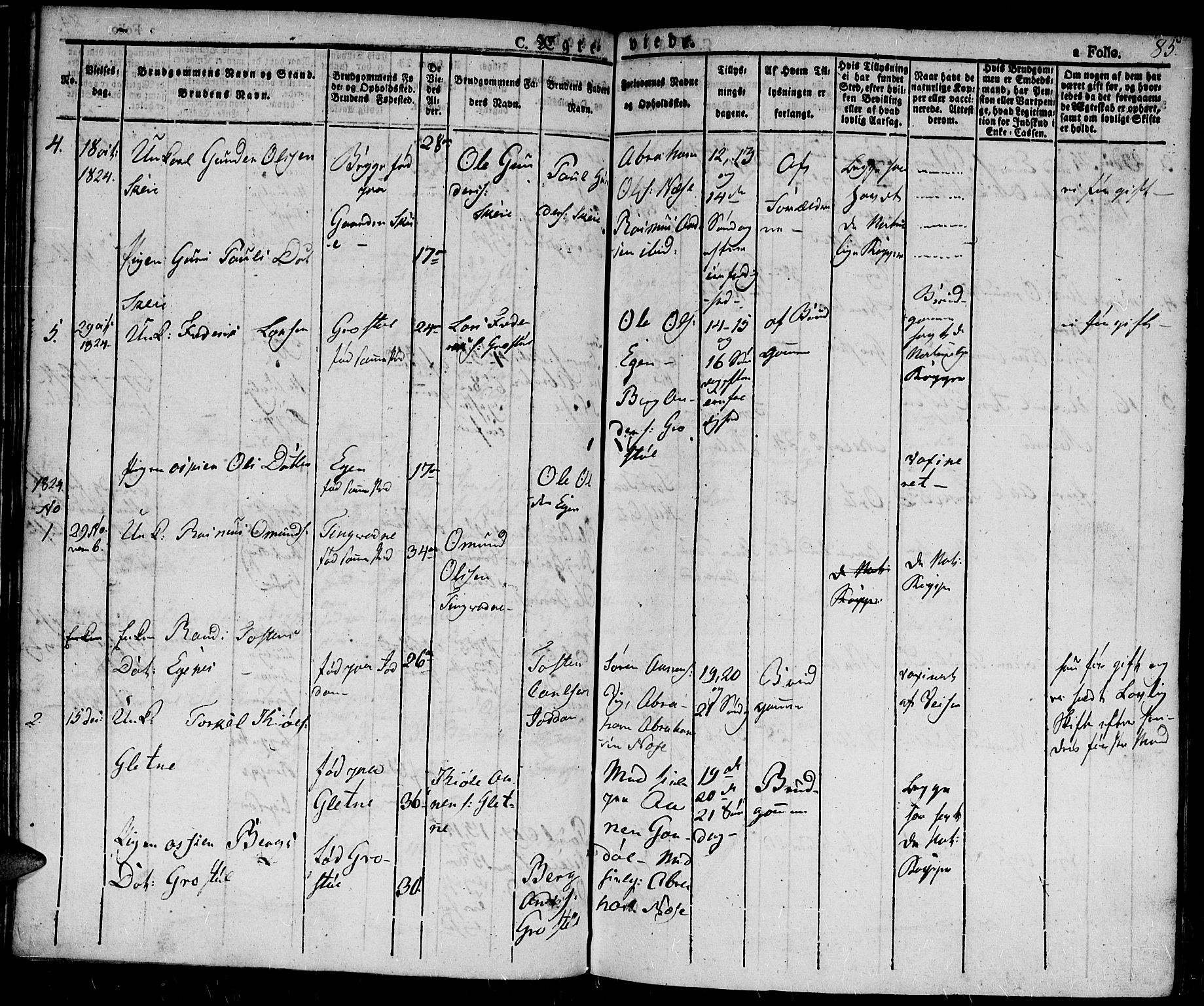 Hægebostad sokneprestkontor, AV/SAK-1111-0024/F/Fa/Fab/L0001: Parish register (official) no. A 1, 1823-1867, p. 85