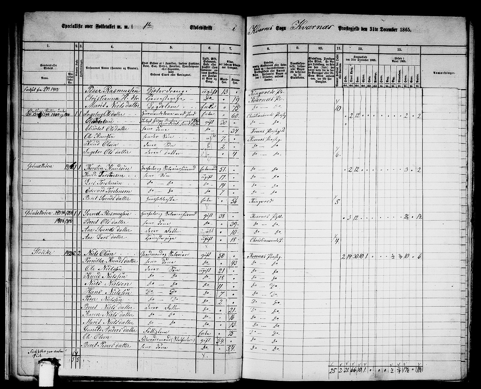 RA, 1865 census for Kvernes, 1865, p. 18