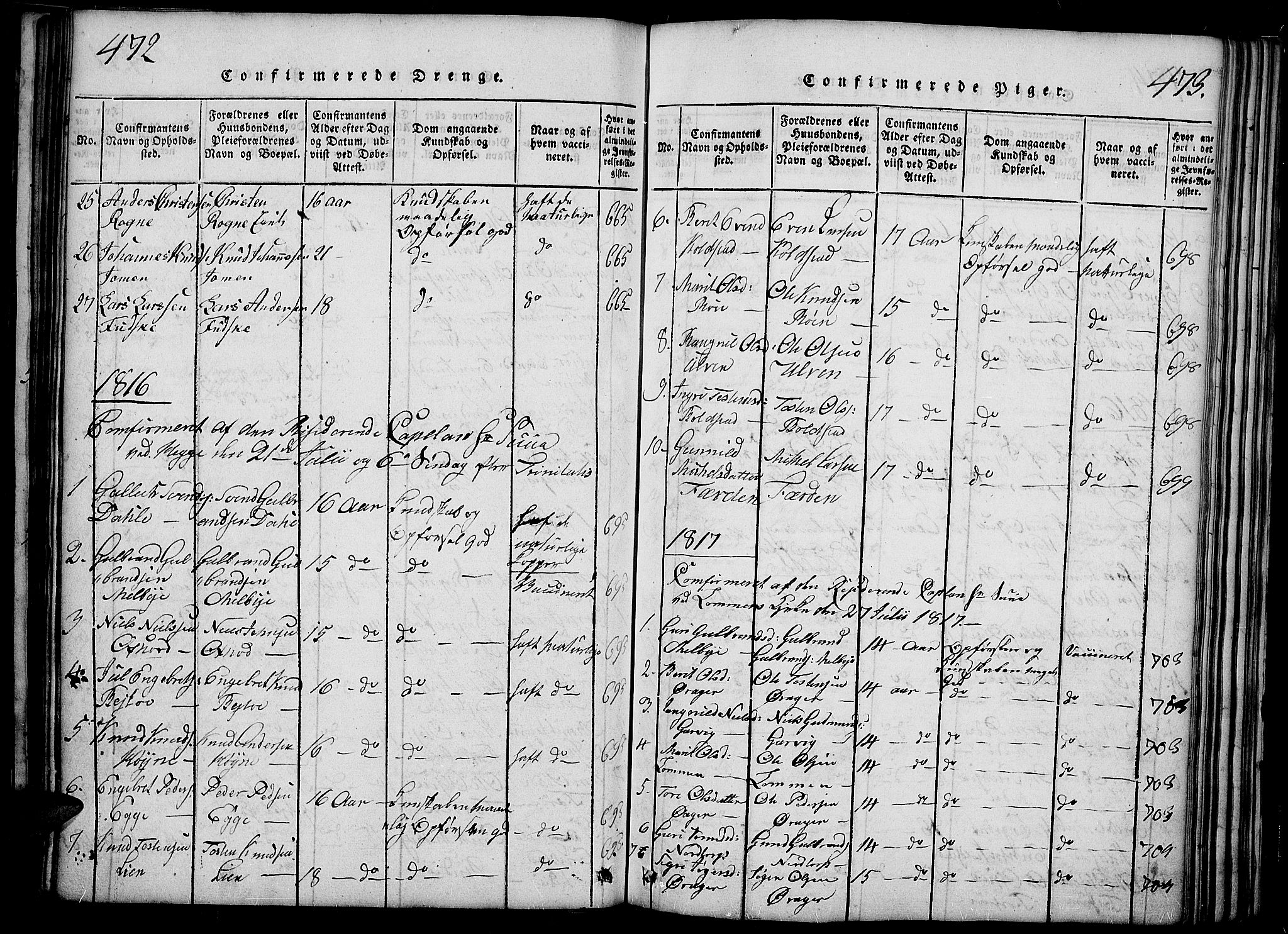 Slidre prestekontor, AV/SAH-PREST-134/H/Ha/Haa/L0002: Parish register (official) no. 2, 1814-1830, p. 472-473