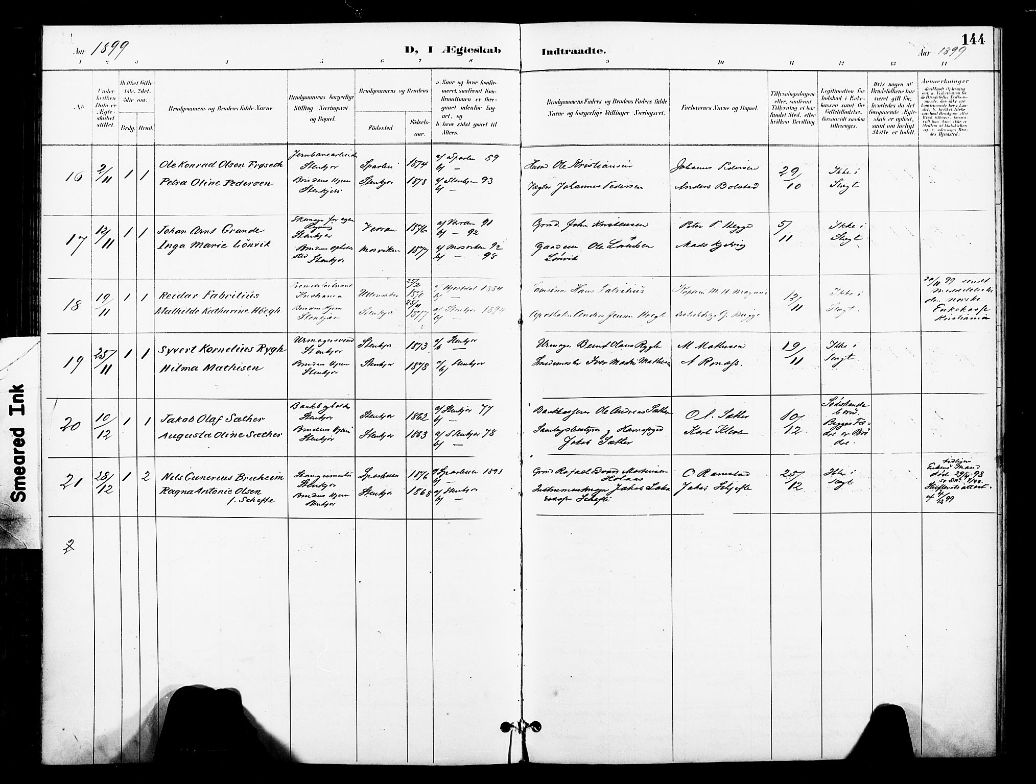 Ministerialprotokoller, klokkerbøker og fødselsregistre - Nord-Trøndelag, SAT/A-1458/739/L0372: Parish register (official) no. 739A04, 1895-1903, p. 144