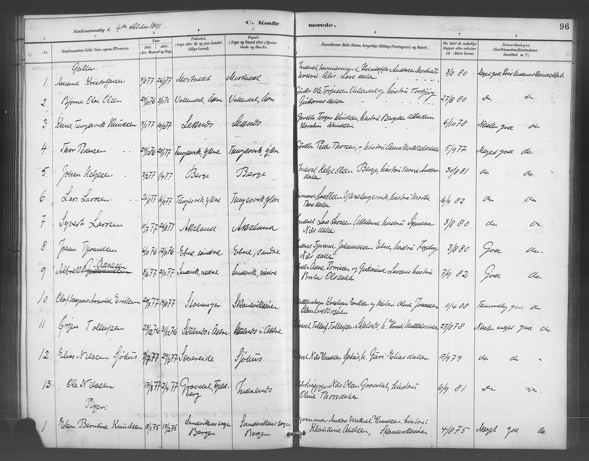 Skånevik sokneprestembete, AV/SAB-A-77801/H/Hab: Parish register (copy) no. A 2, 1888-1924, p. 96