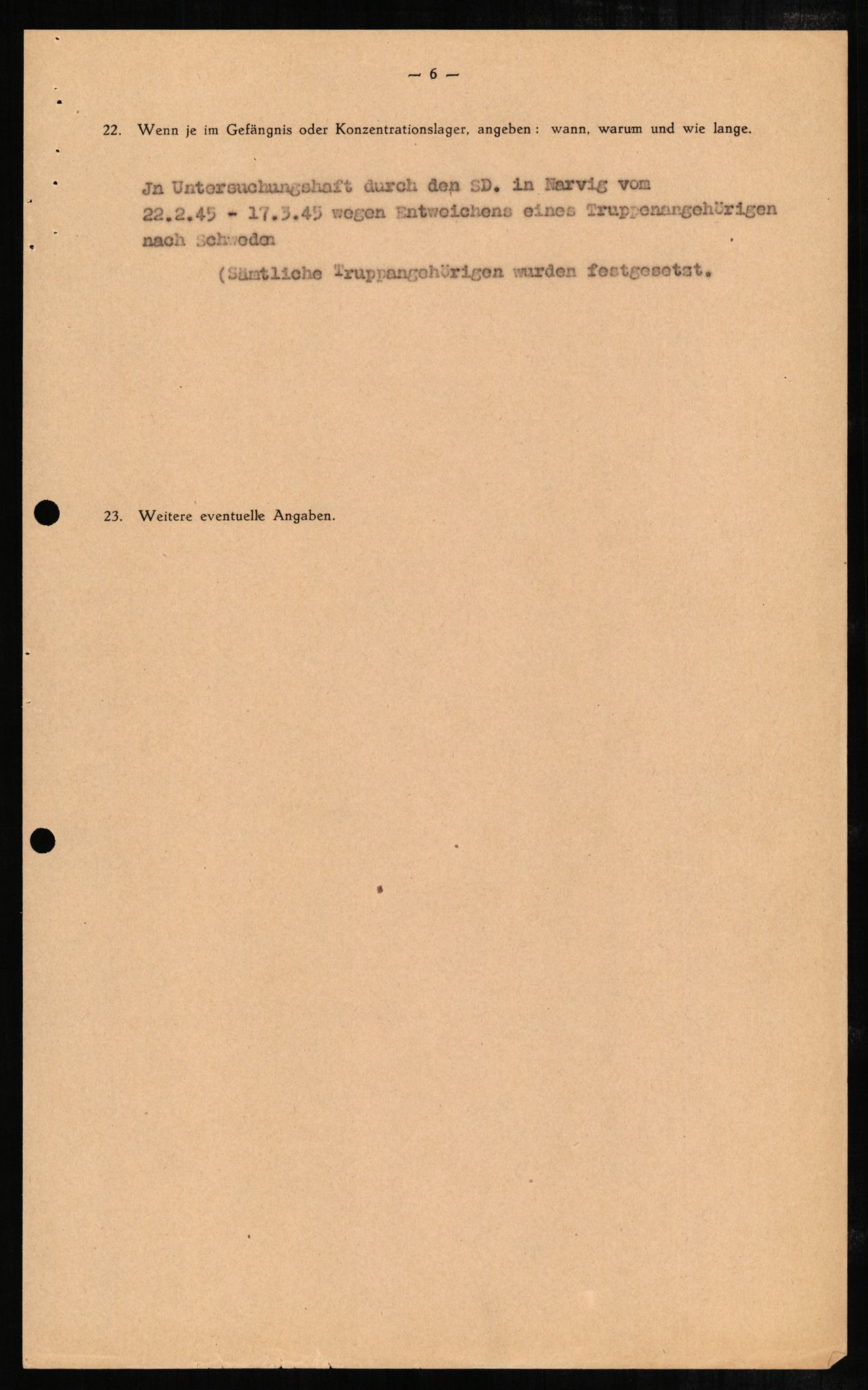 Forsvaret, Forsvarets overkommando II, AV/RA-RAFA-3915/D/Db/L0002: CI Questionaires. Tyske okkupasjonsstyrker i Norge. Tyskere., 1945-1946, p. 58
