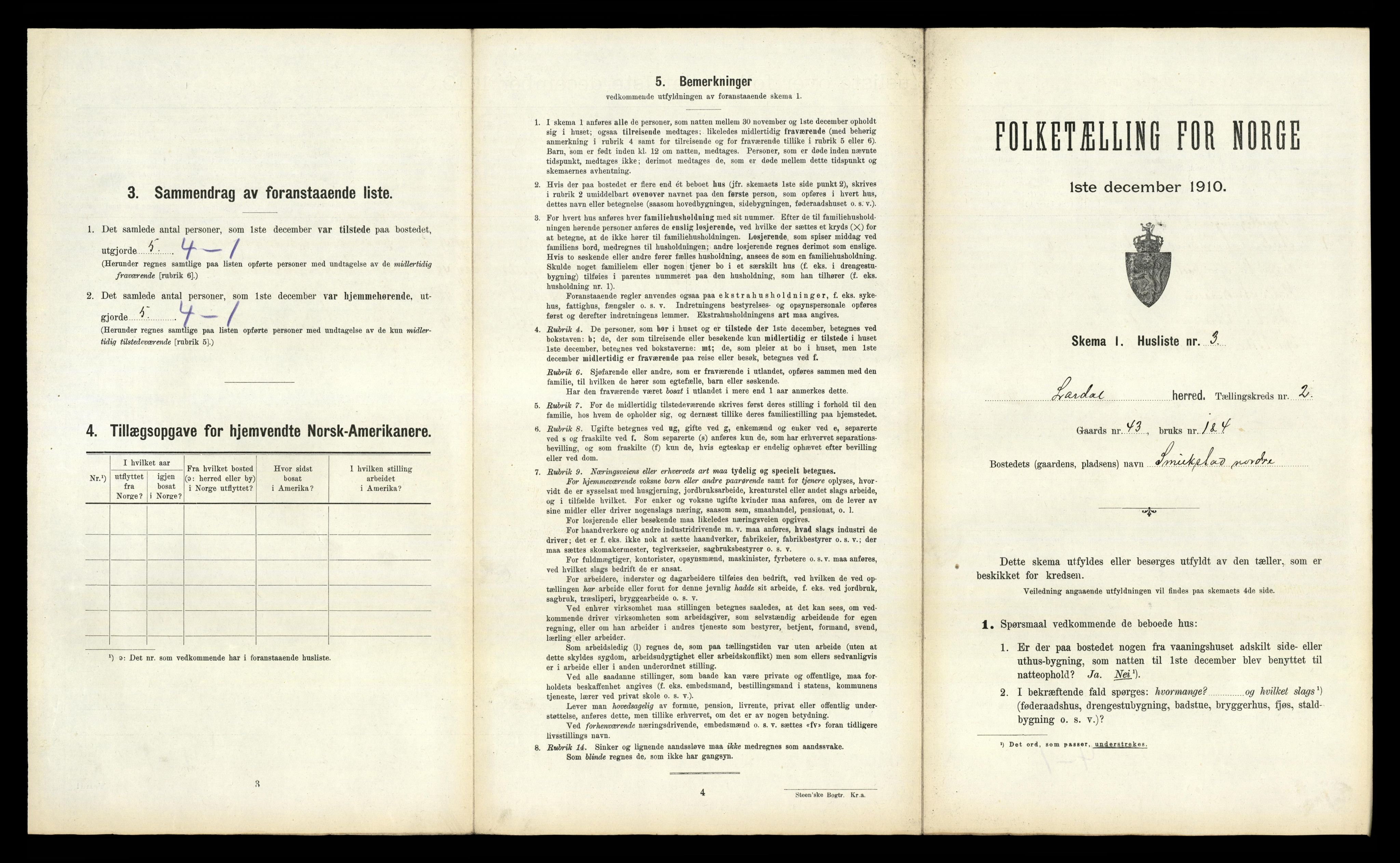 RA, 1910 census for Lardal, 1910, p. 200