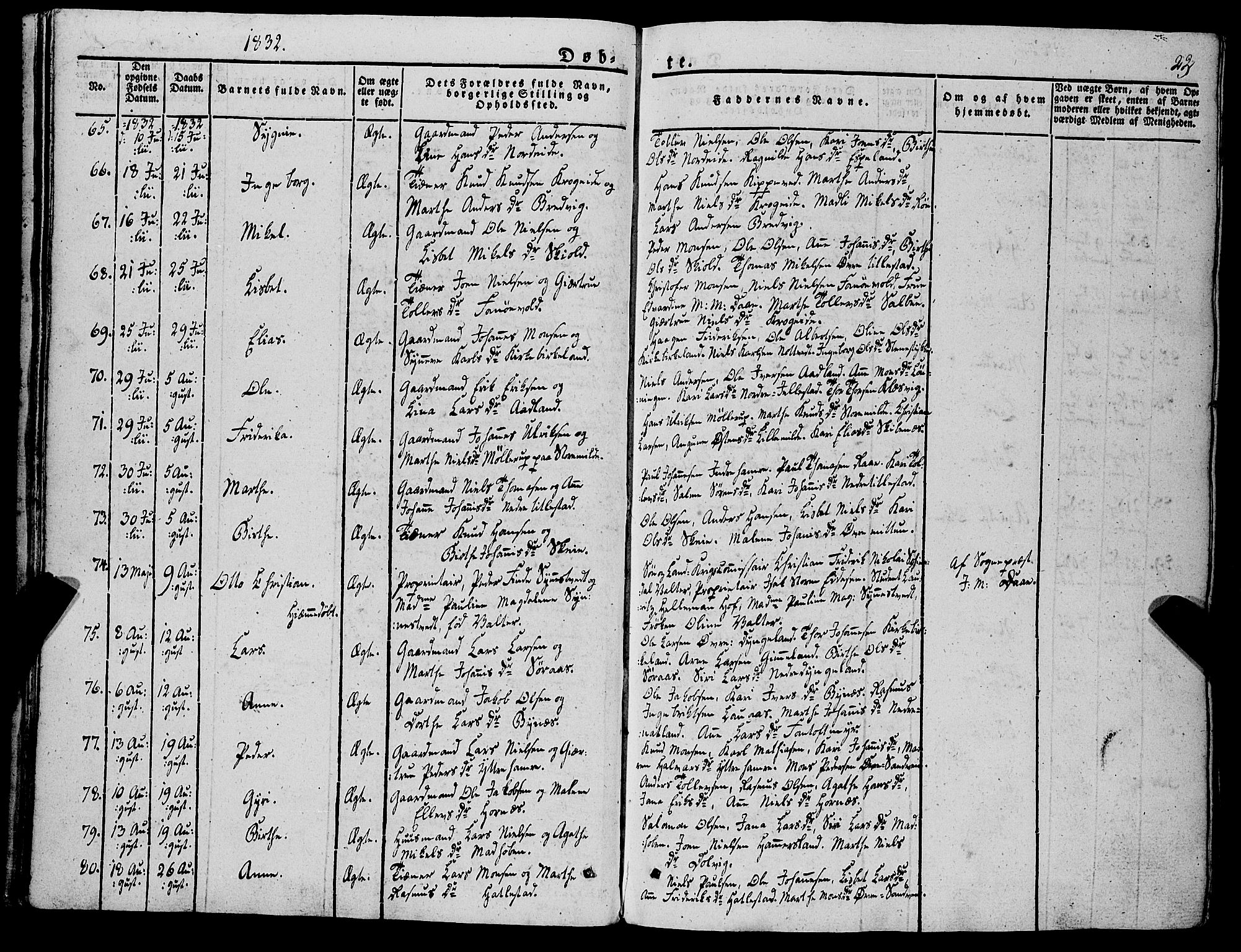 Fana Sokneprestembete, AV/SAB-A-75101/H/Haa/Haaa/L0008: Parish register (official) no. A 8, 1829-1851, p. 23