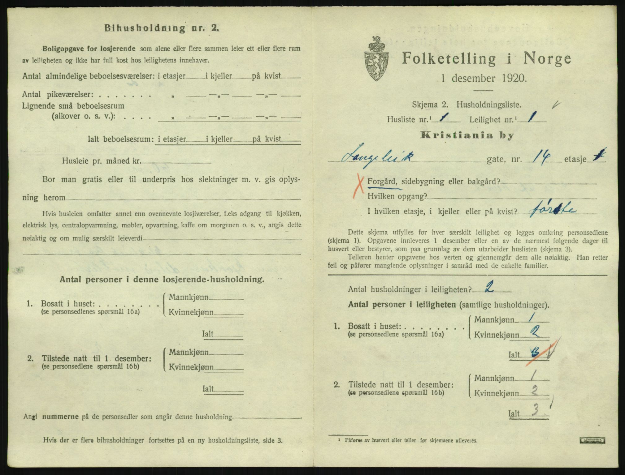 SAO, 1920 census for Kristiania, 1920, p. 58126