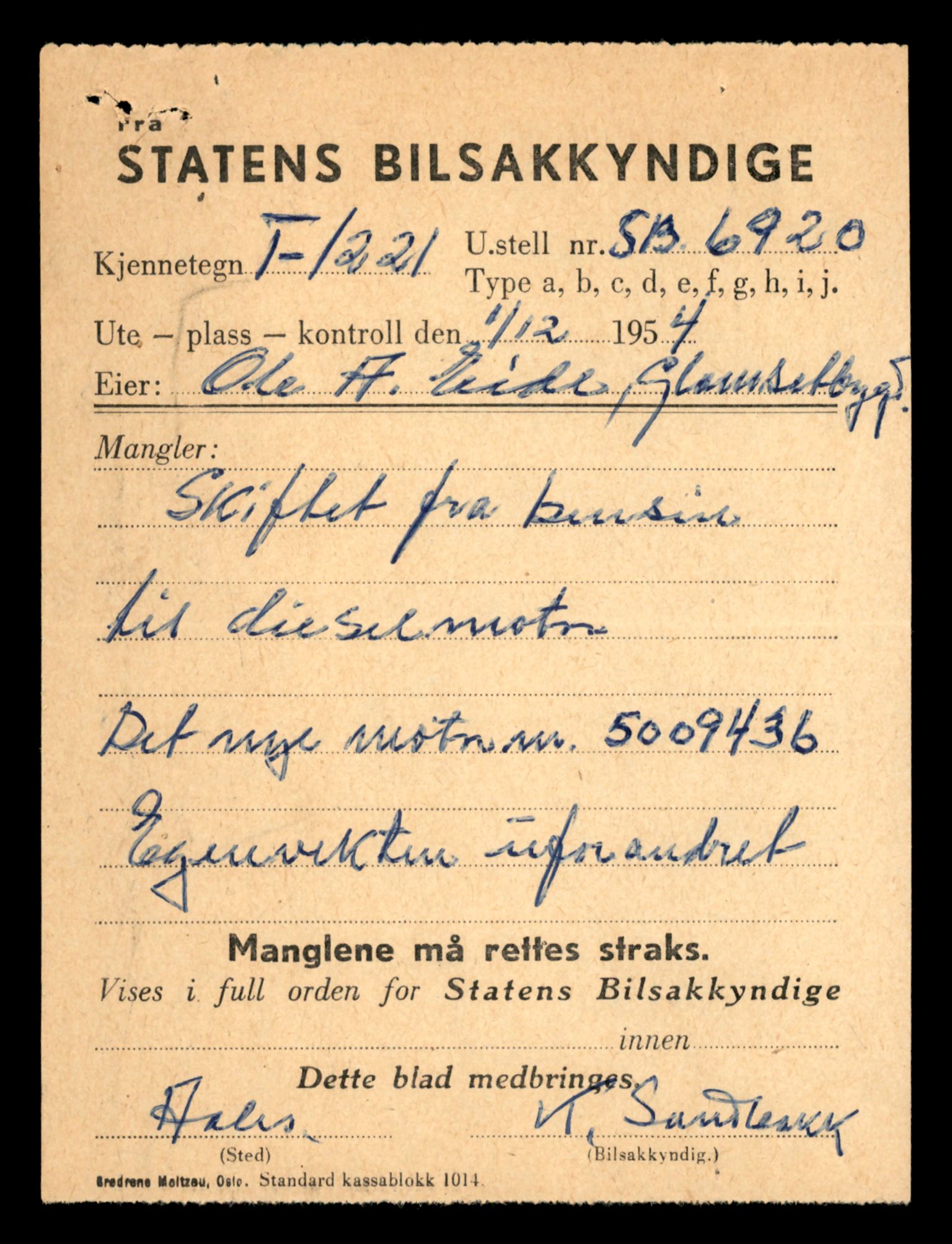 Møre og Romsdal vegkontor - Ålesund trafikkstasjon, SAT/A-4099/F/Fe/L0011: Registreringskort for kjøretøy T 1170 - T 1289, 1927-1998, p. 1575