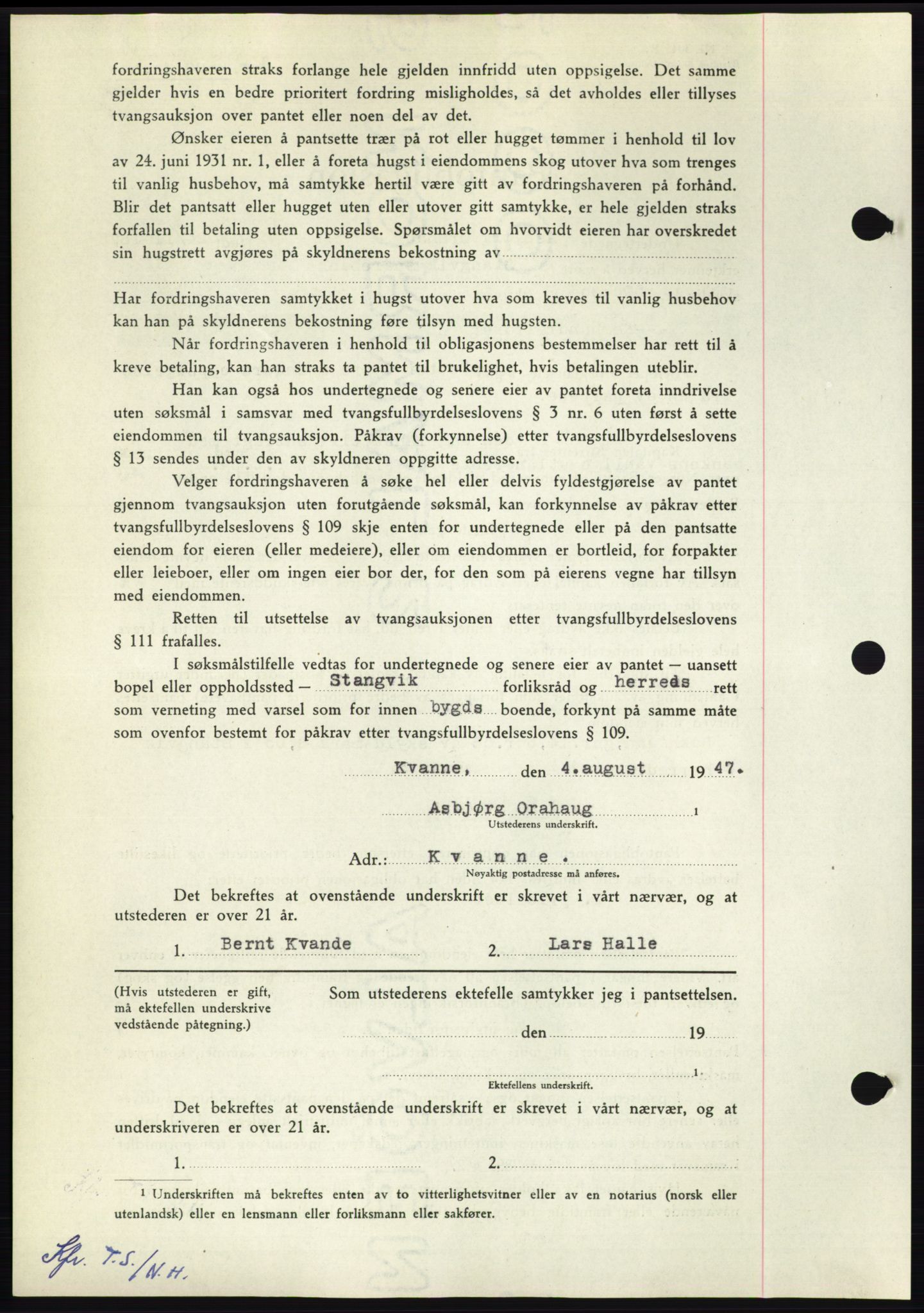 Nordmøre sorenskriveri, AV/SAT-A-4132/1/2/2Ca: Mortgage book no. B96, 1947-1947, Diary no: : 1831/1947