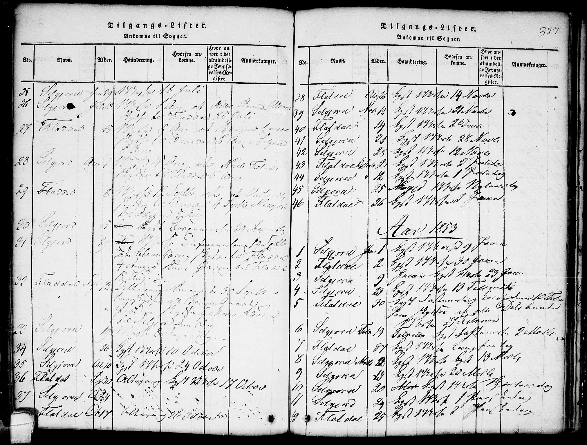Seljord kirkebøker, SAKO/A-20/G/Gb/L0002: Parish register (copy) no. II 2, 1815-1854, p. 327
