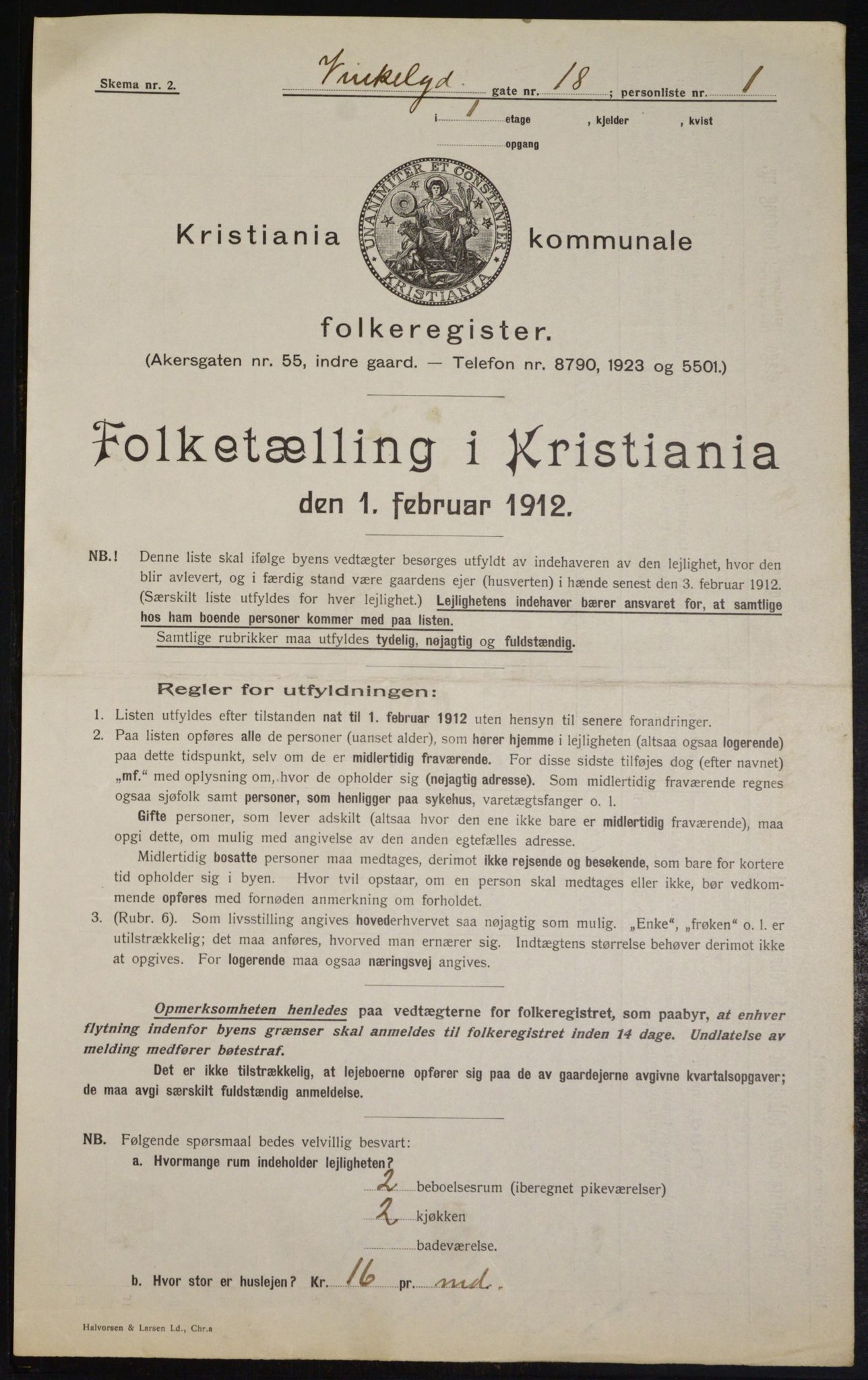 OBA, Municipal Census 1912 for Kristiania, 1912, p. 124071